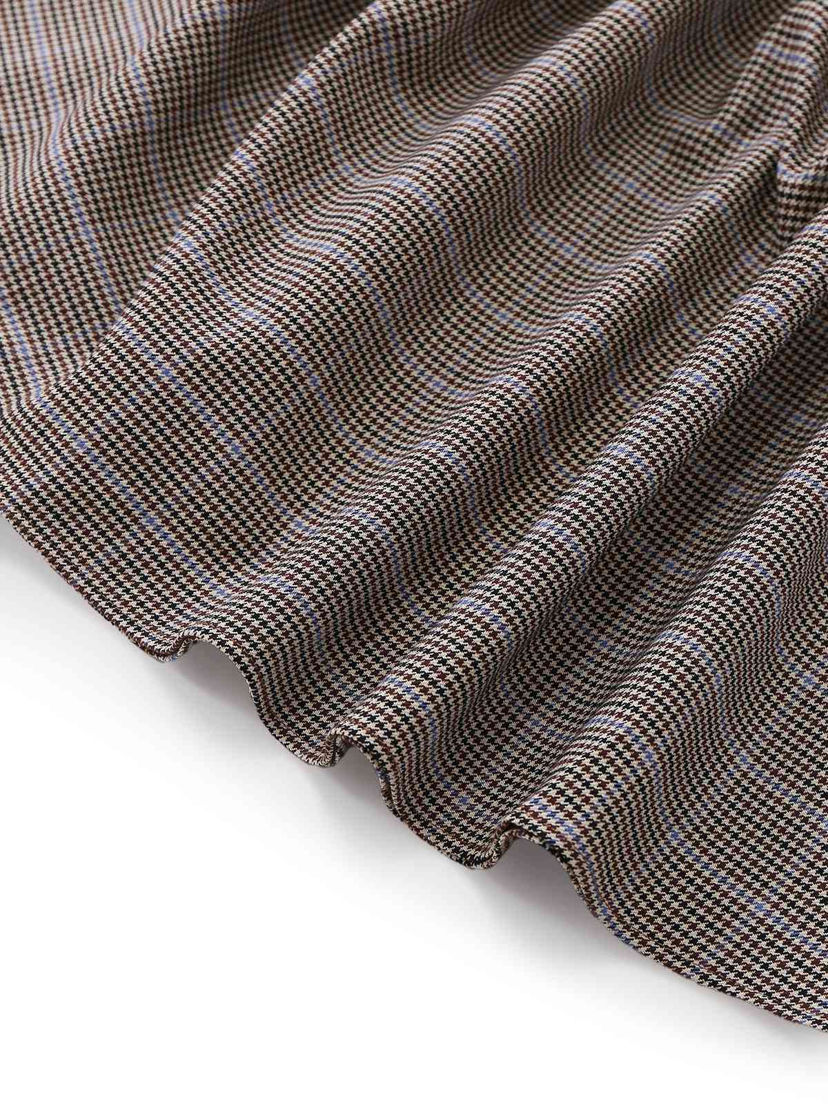 Robe marron nœud et motif pied-de-poule années 1950 - Image 12