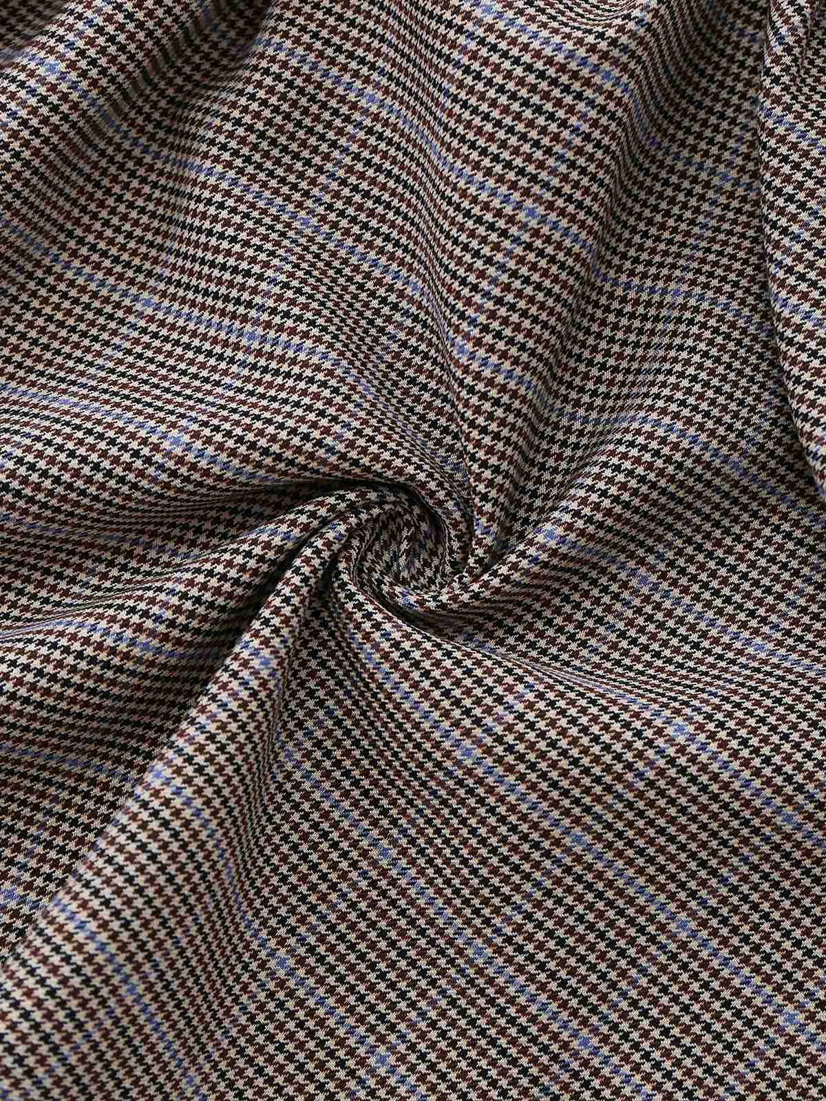 Robe marron nœud et motif pied-de-poule années 1950 - Image 13