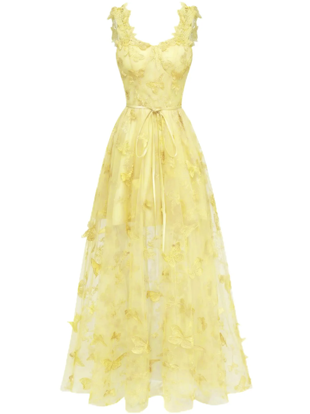 Robe Maxi Bretelles Épaghetti Papillons 3D Maille Années 1930 - Image 10