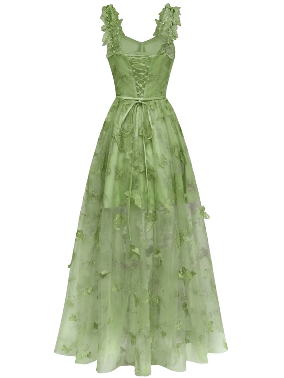 Robe Maxi Bretelles Épaghetti Papillons 3D Maille Années 1930 - Image 12