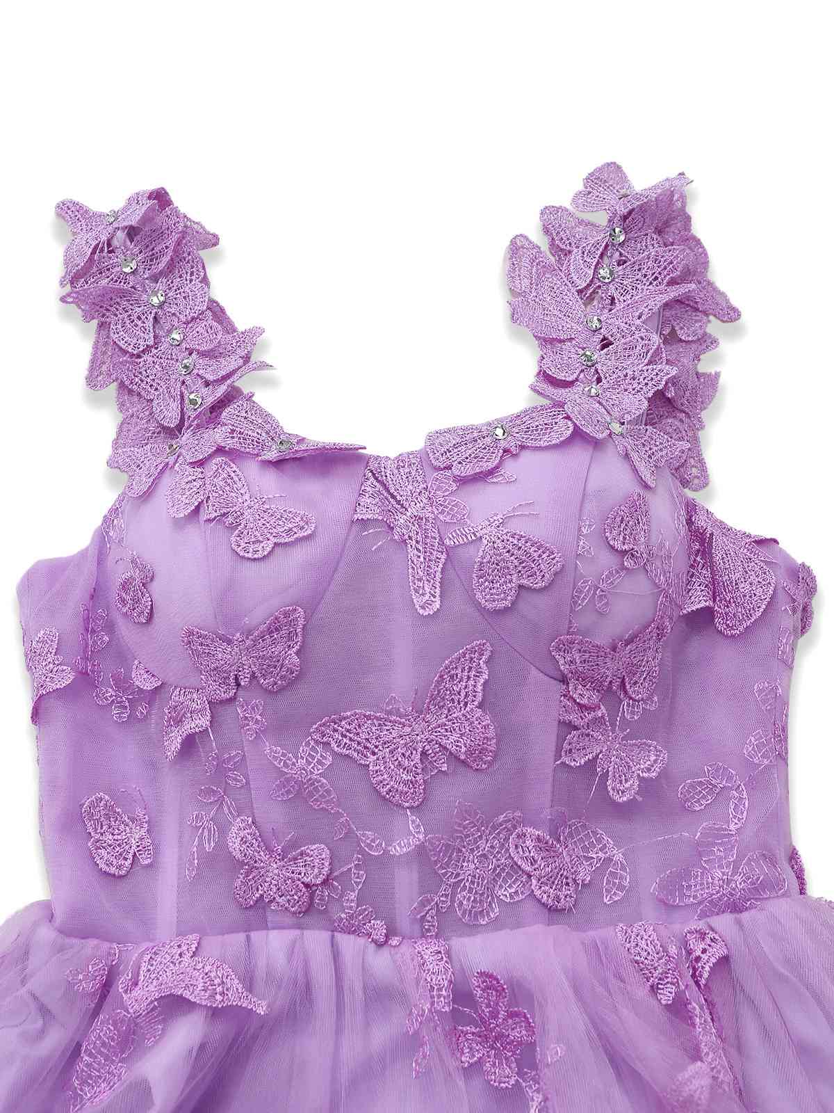 Robe Maxi Bretelles Épaghetti Papillons 3D Maille Années 1930 - Image 3