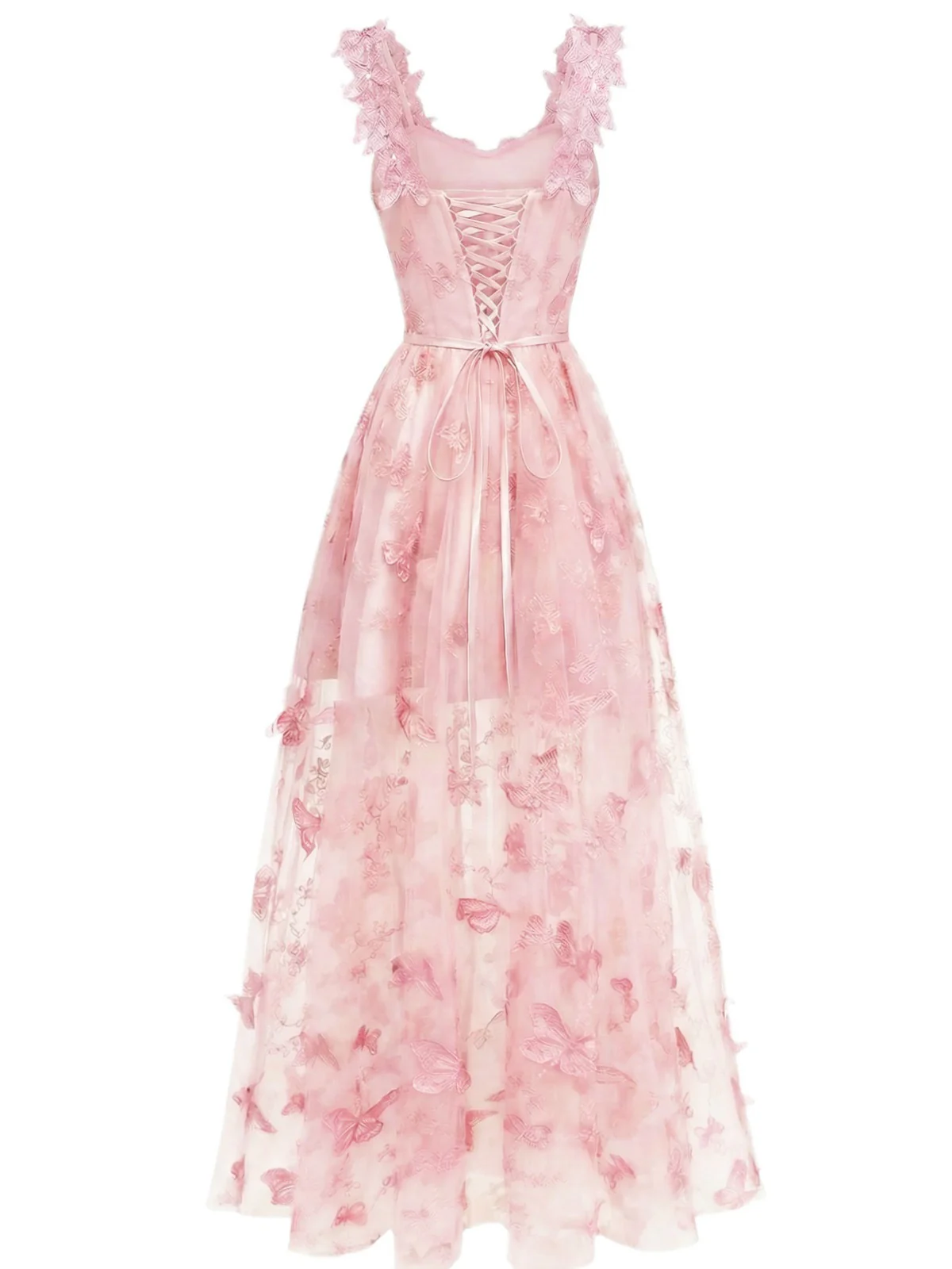 Robe Maxi Bretelles Épaghetti Papillons 3D Maille Années 1930 - Image 5