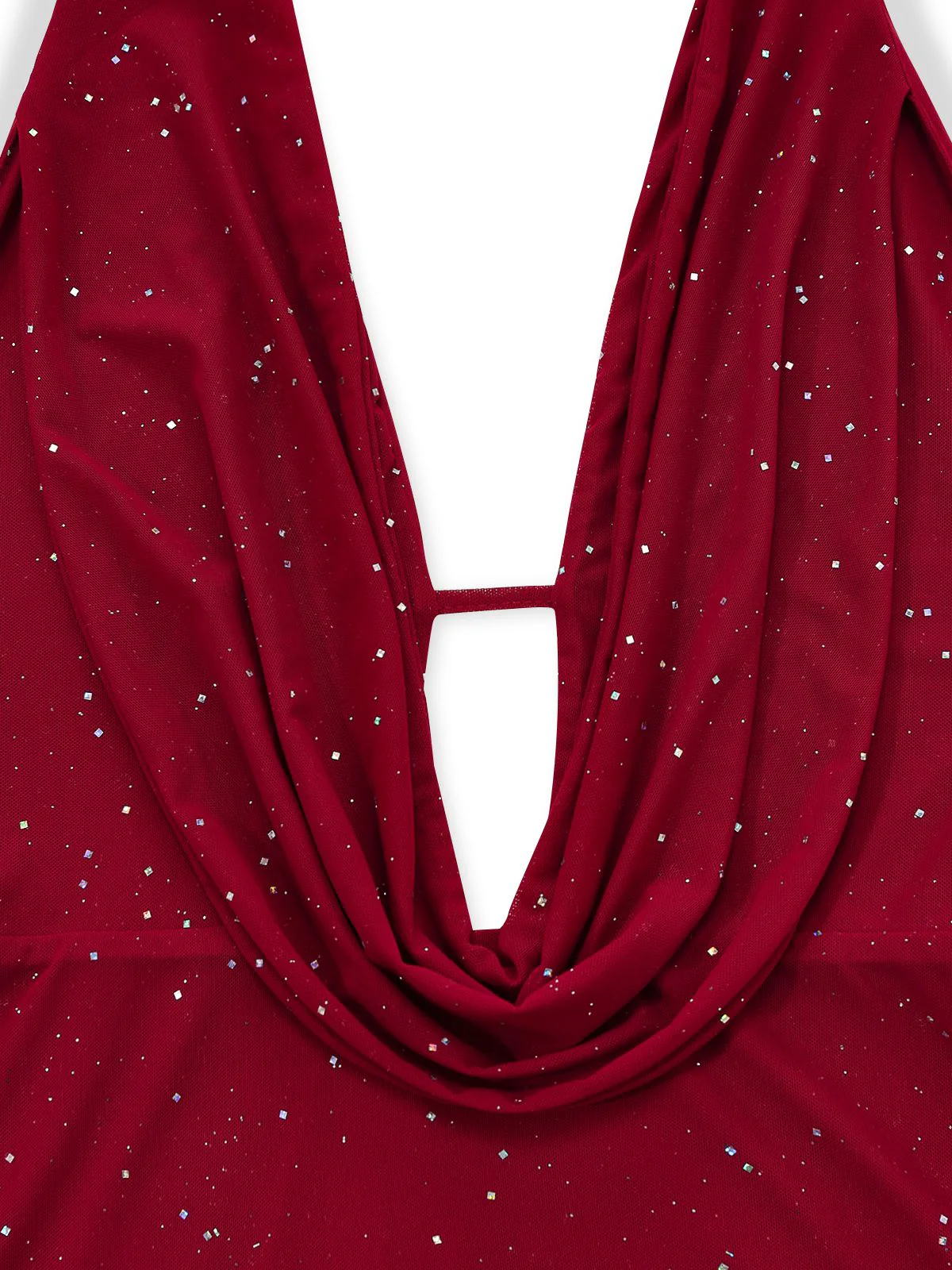 Robe maxi fendue licou pailletée dos nu col cowl 1980s - Image 4