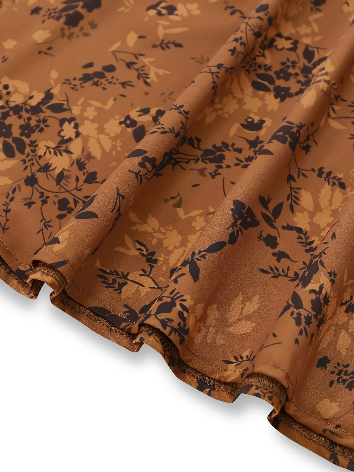 Robe Maxi Marron Motifs Floraux Discrets Années 1930 - Image 6