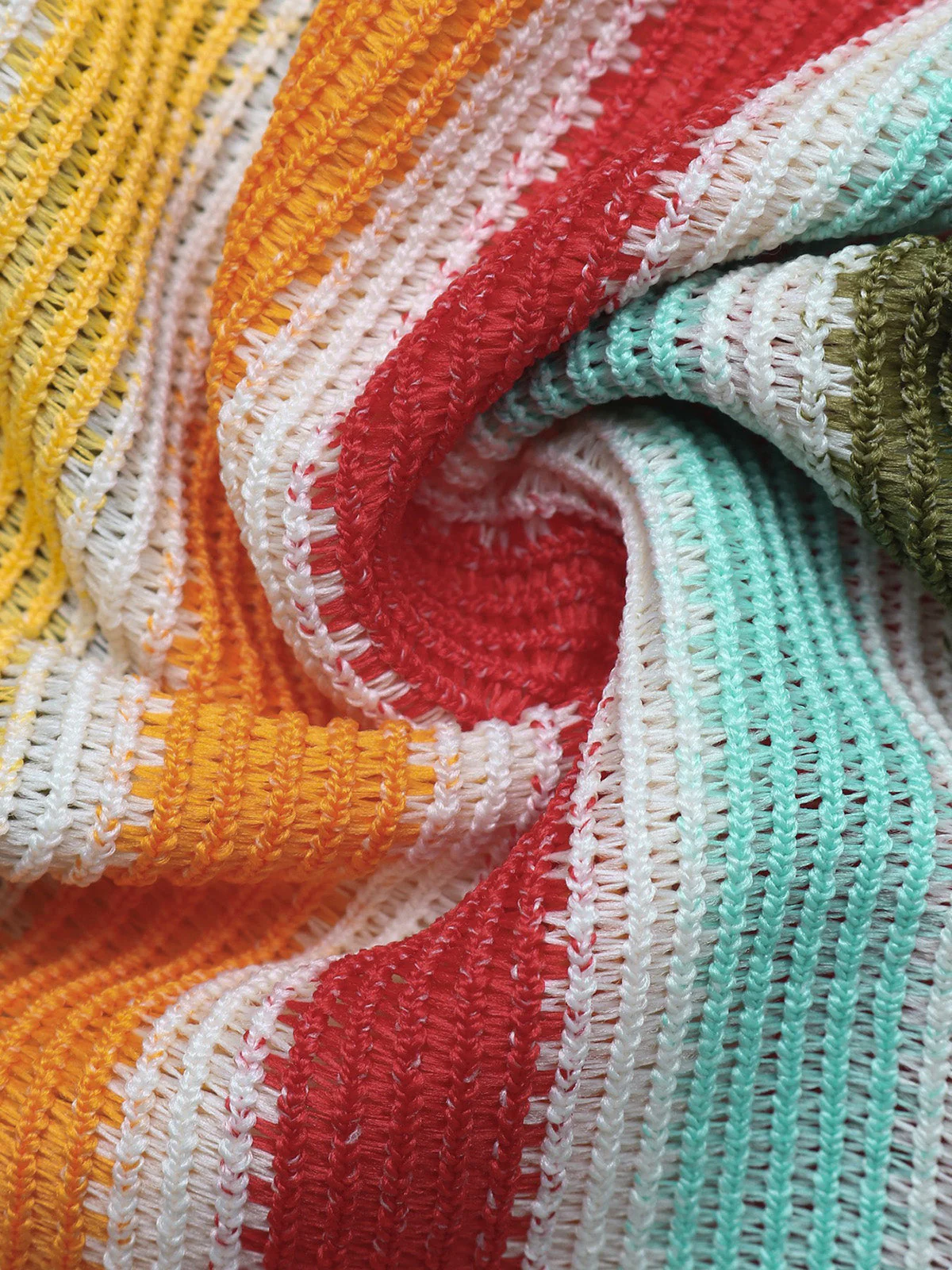 Robe Maxi Tricot Rayée Bretelles Croisées Multicolore Années 1970 - Image 6