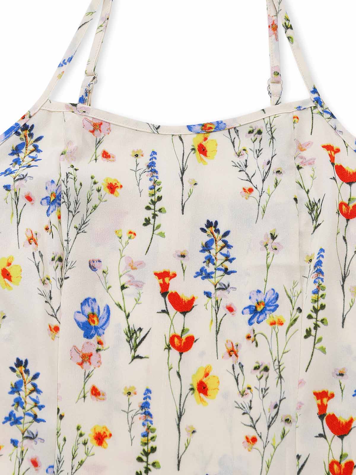 Robe Midi à Bretelles fines Petites Fleurs Beige Années 70 - Image 4