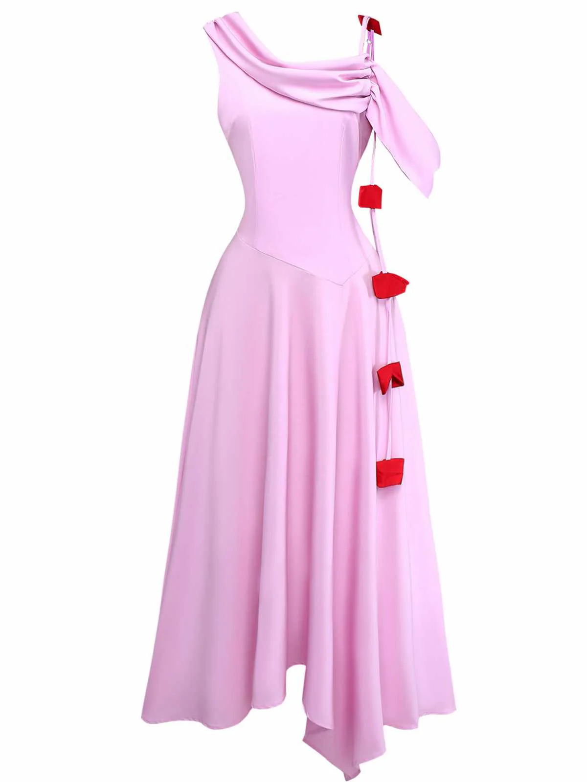 Robe midi asymétrique drapée à une épaule des années 1980 - Image 4