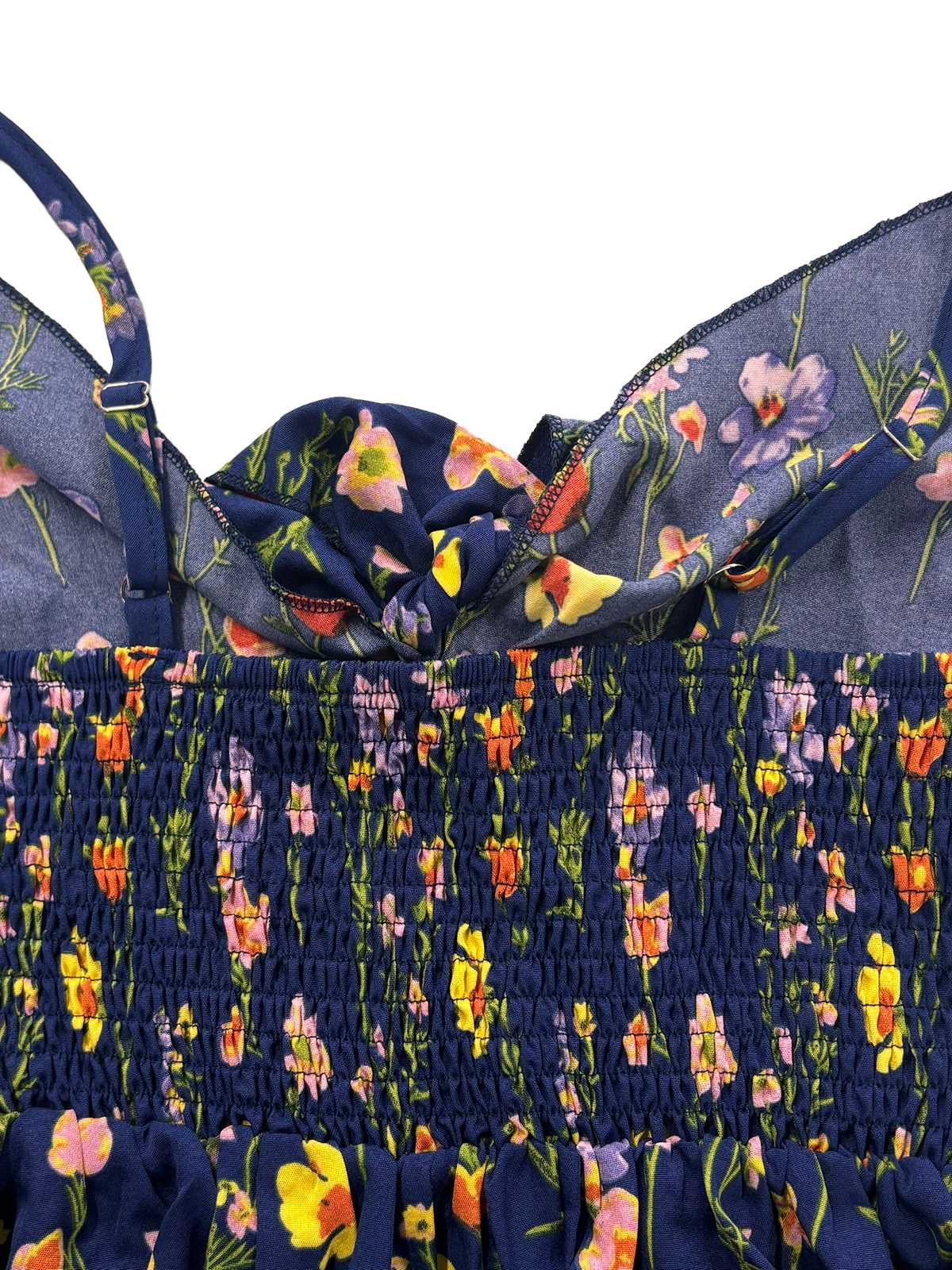 Robe Midi Bretelles Fines Fleurs Bleu Foncé Années 1930 - Image 2
