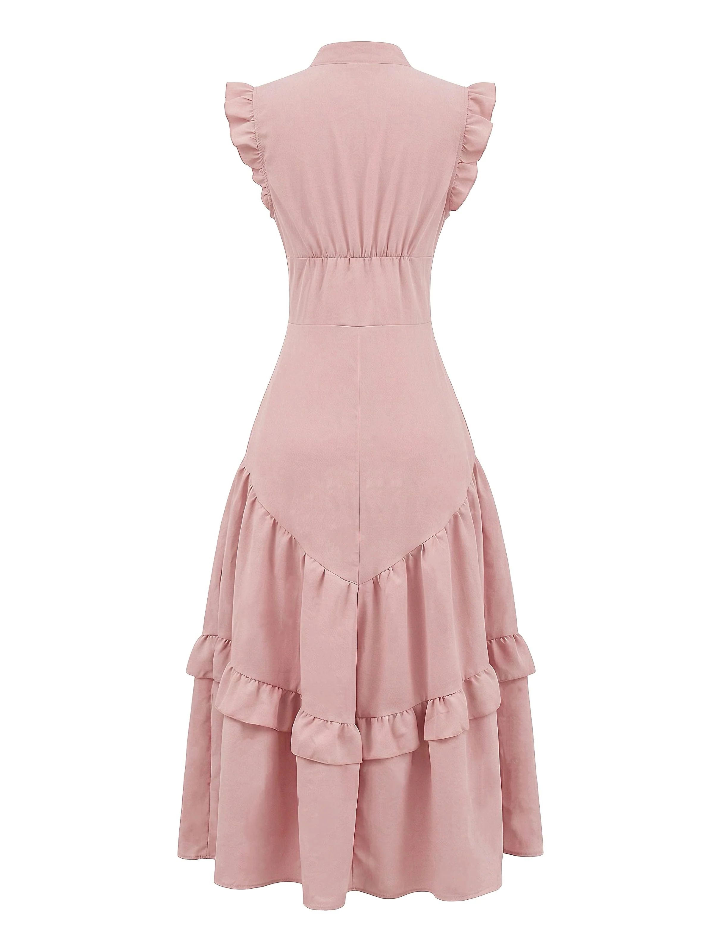 Robe Midi Col Montant Rose Années 1950 - Image 2