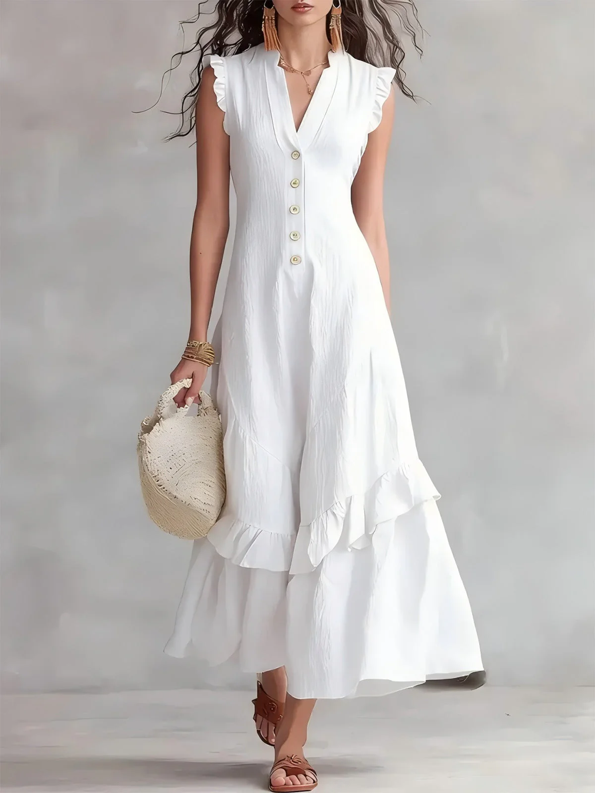 Robe Midi Col Montant Rose Années 1950 - Image 6