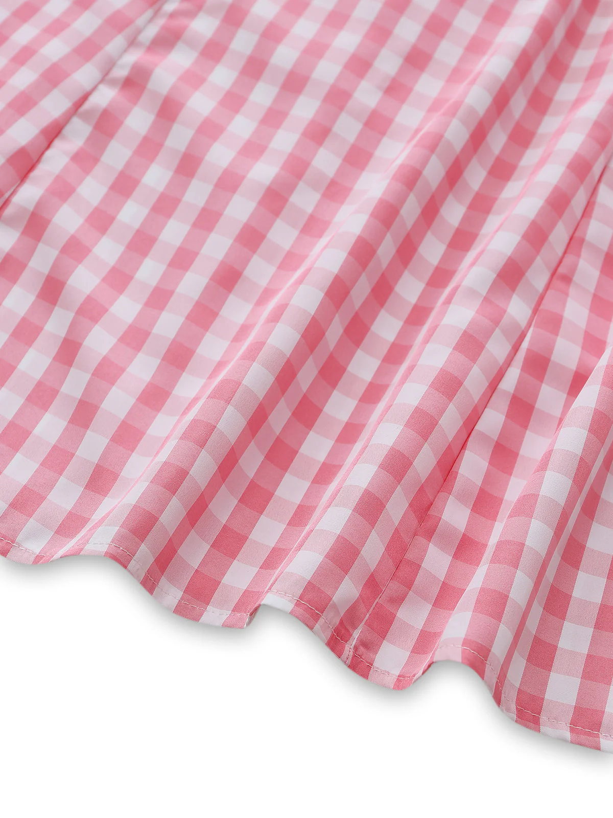 Robe midi évasée rose vichy années 50 - Image 5