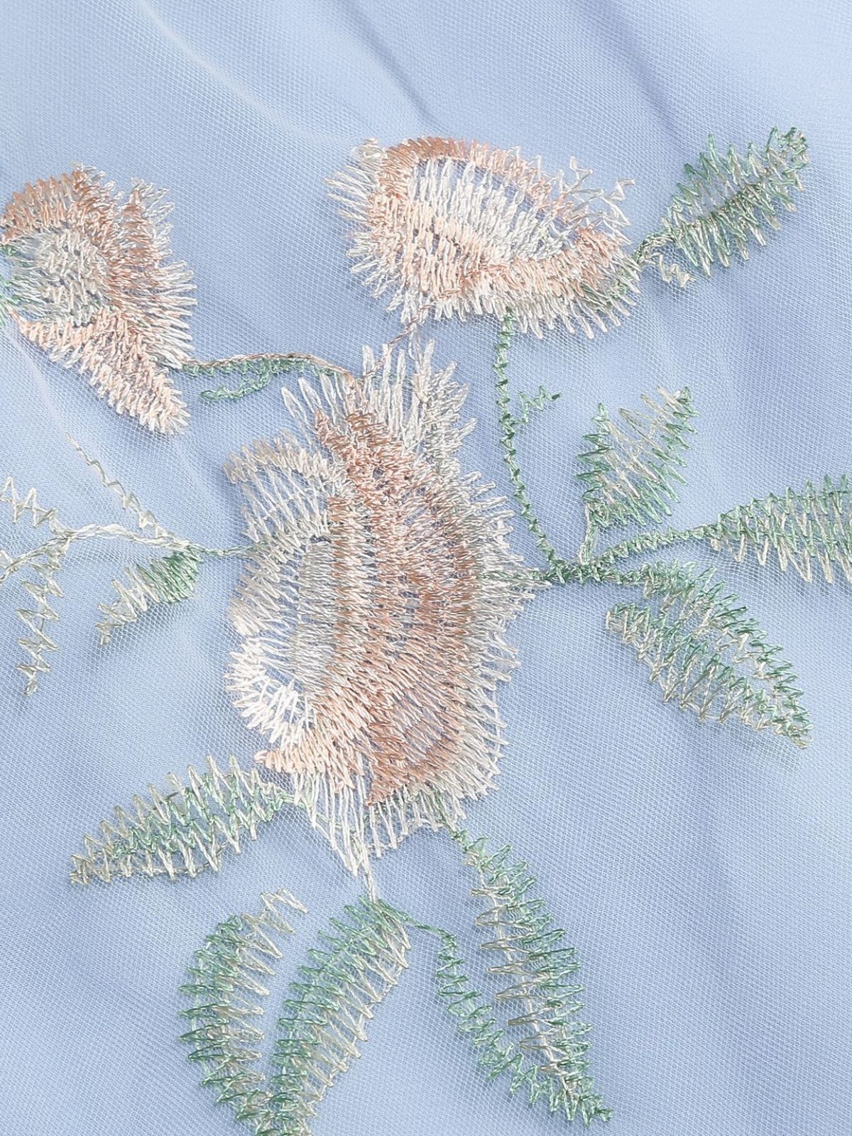 Robe Midi Florale Tulle Bleu Années 1950 - Image 4