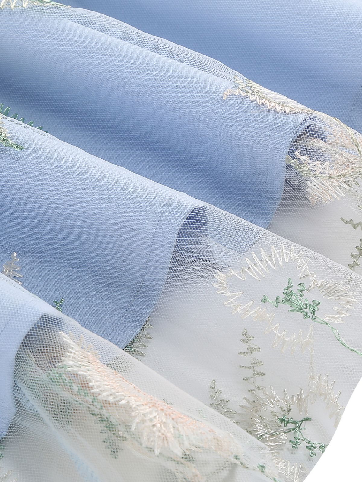 Robe Midi Florale Tulle Bleu Années 1950 - Image 6