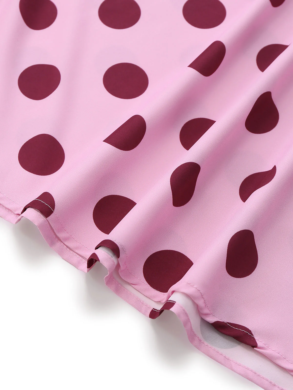Robe midi rose pêche à pois col V halter années 30 - Image 4