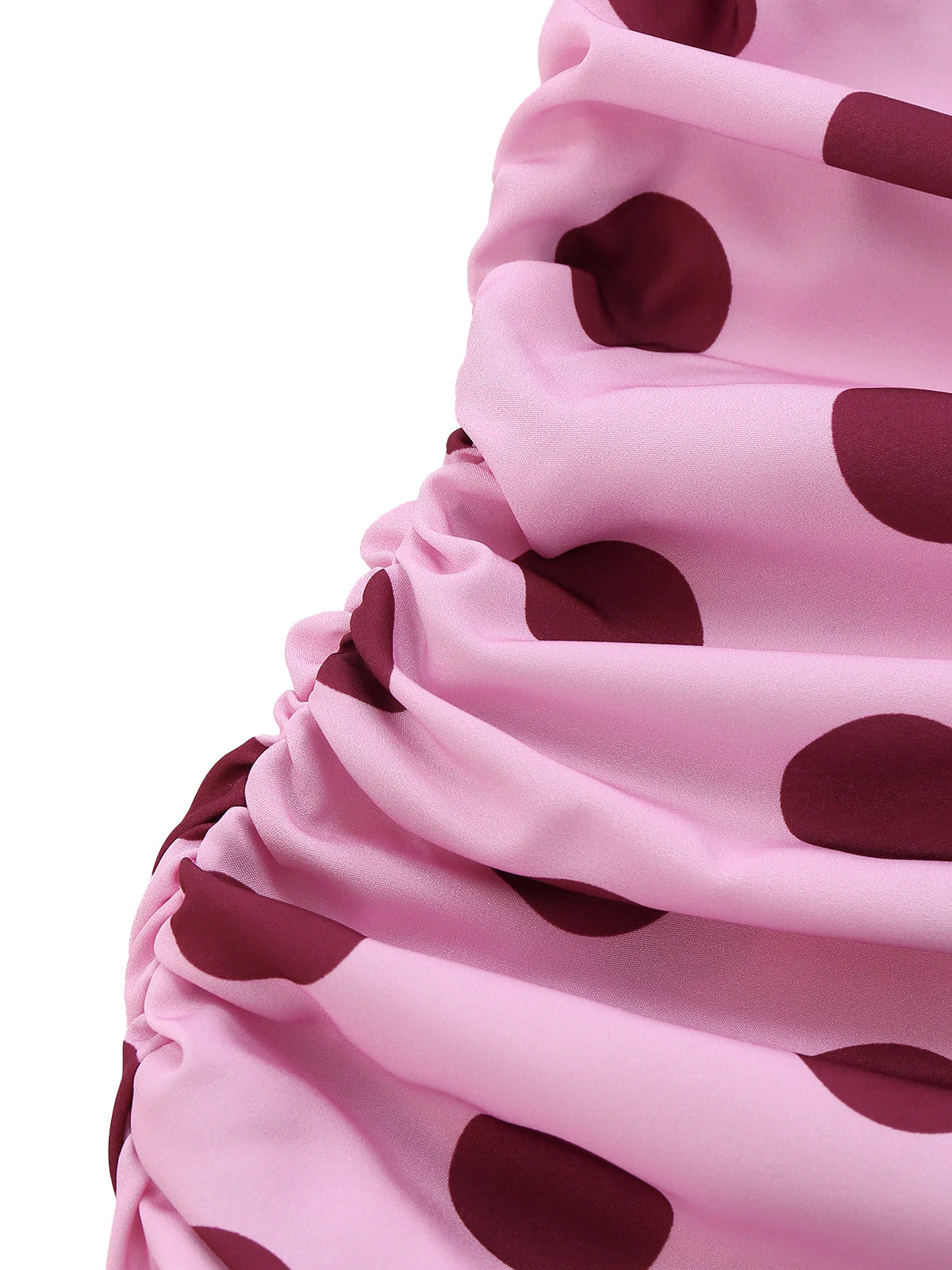 Robe midi rose pêche à pois col V halter années 30 - Image 5