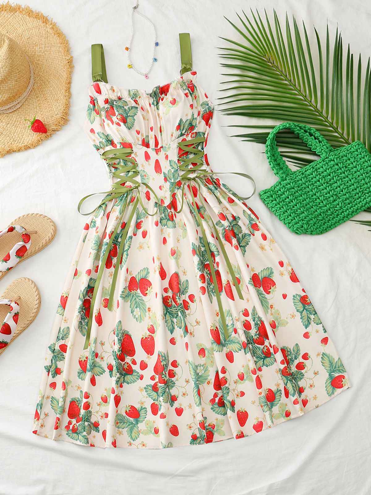 Robe Midi Bretelles Fleur Rose Années 1950 - Image 9