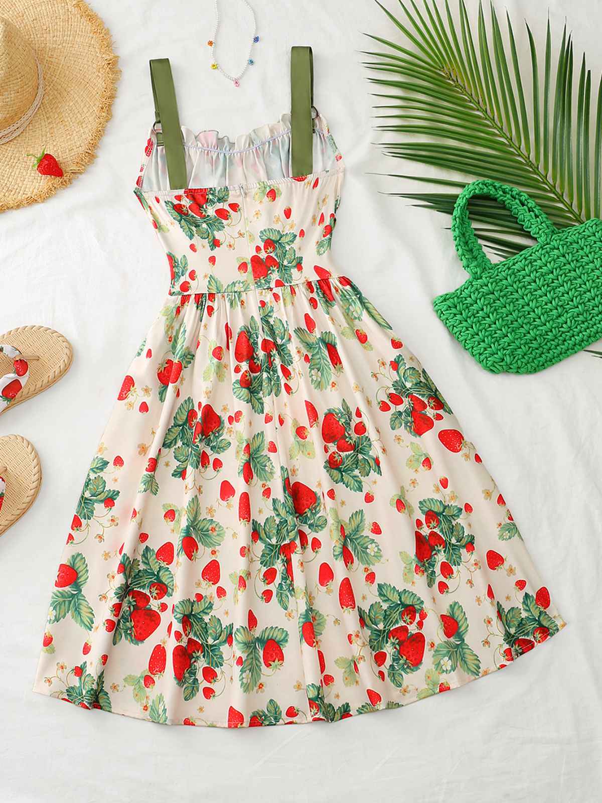 Robe Midi Bretelles Fleur Rose Années 1950 - Image 10