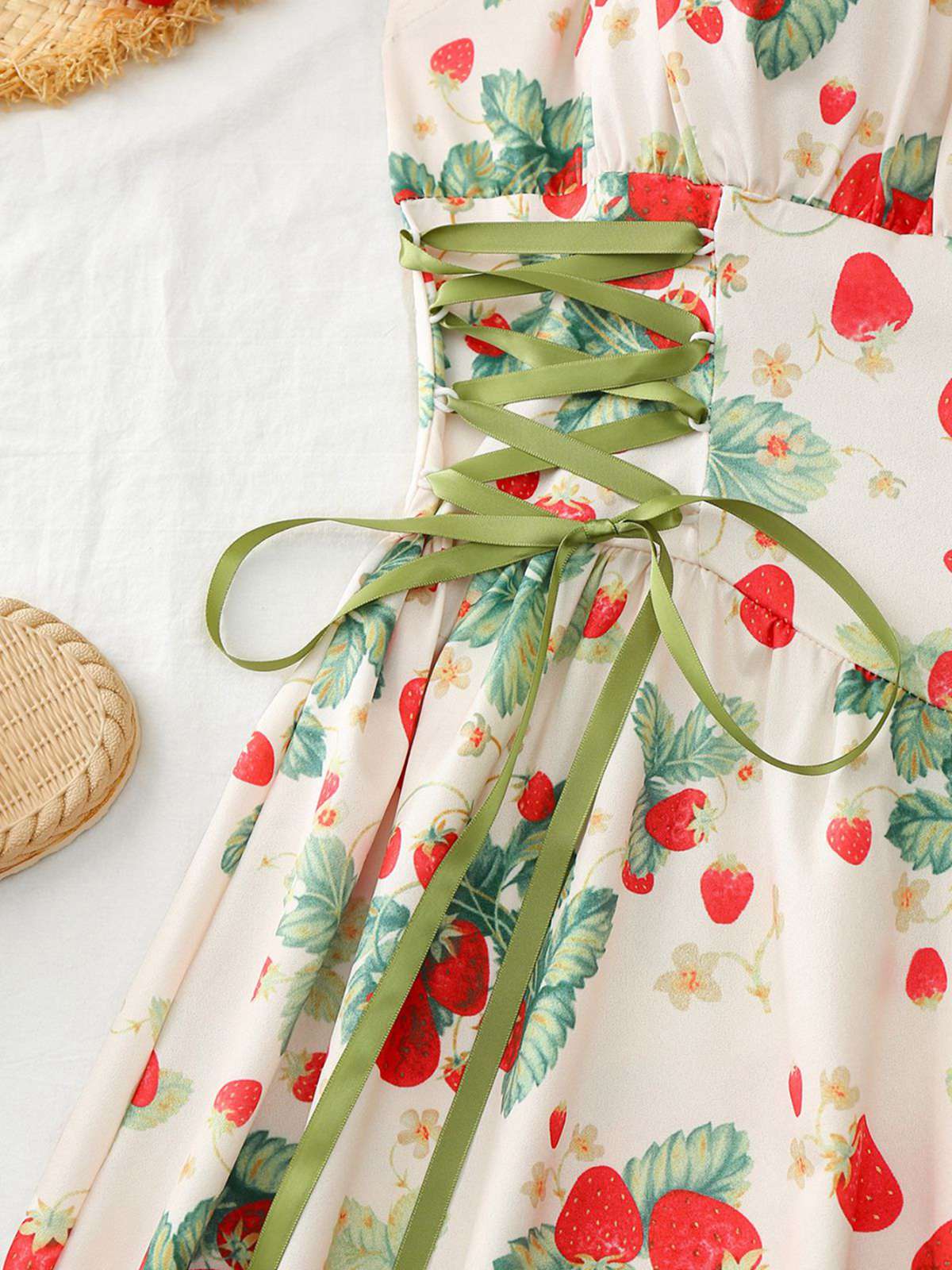 Robe Midi Bretelles Fleur Rose Années 1950 - Image 12
