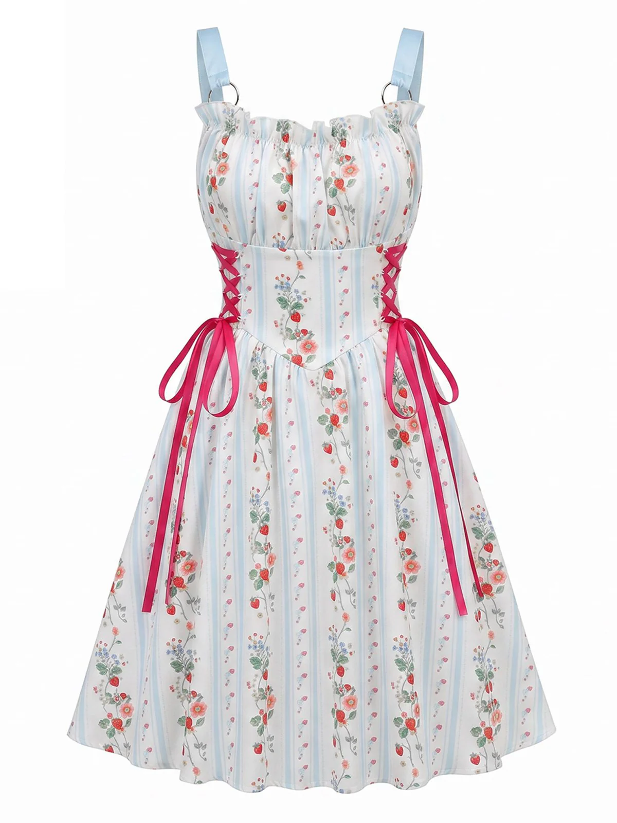 Robe Midi Bretelles Fleur Rose Années 1950 - Image 23