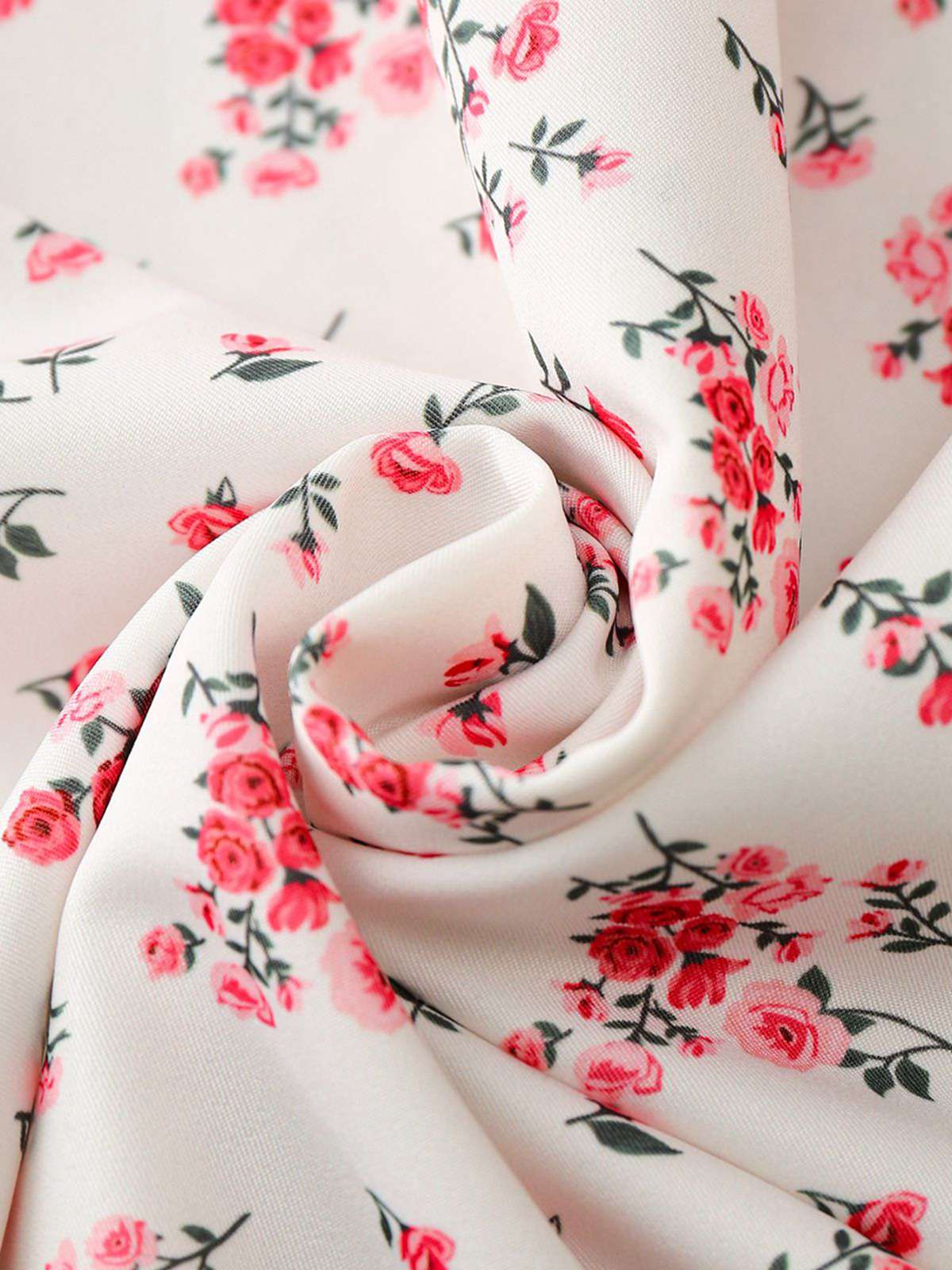 Robe Midi Bretelles Fleur Rose Années 1950 - Image 4