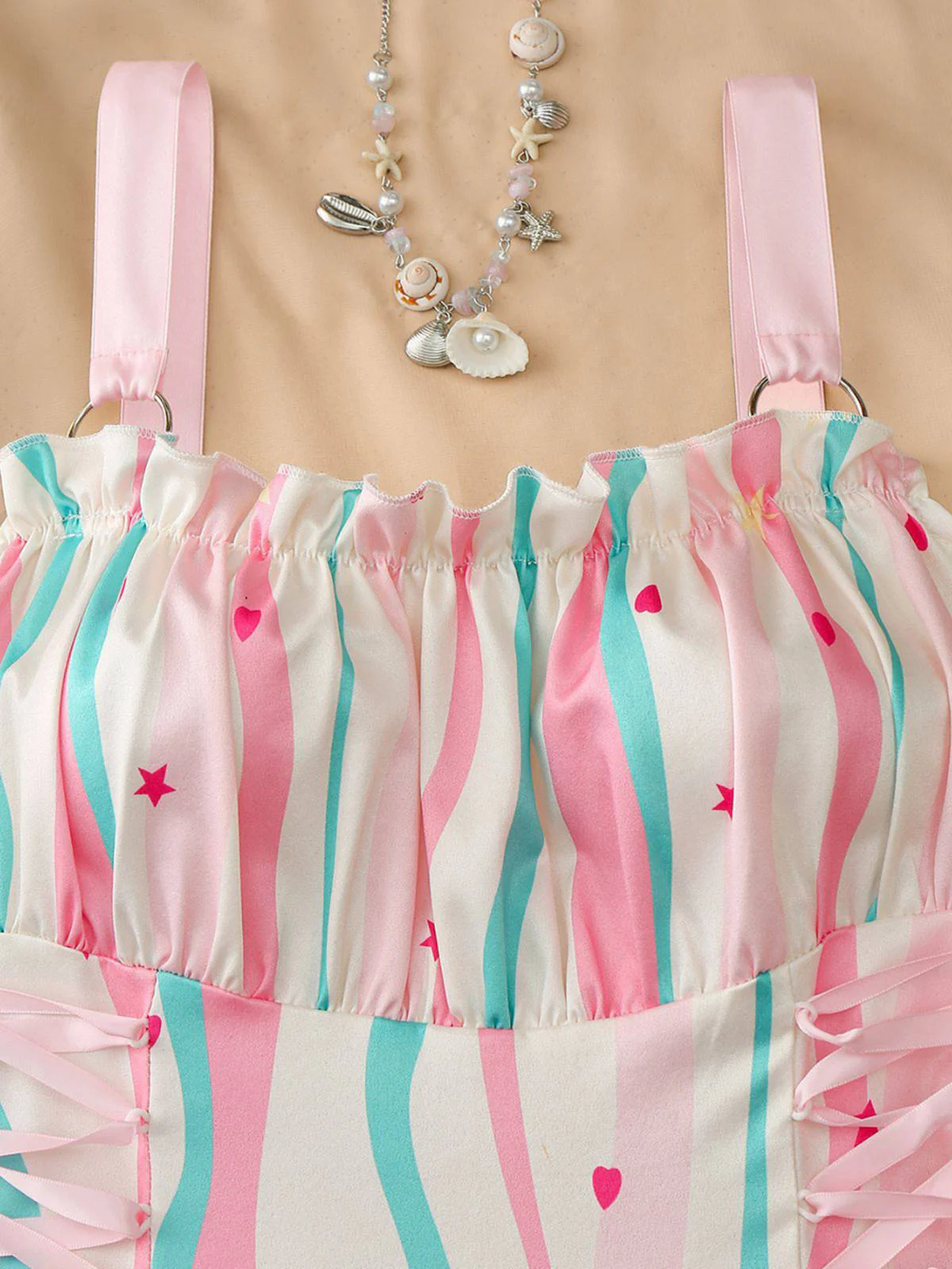 Robe Midi Bretelles Fleur Rose Années 1950 - Image 20