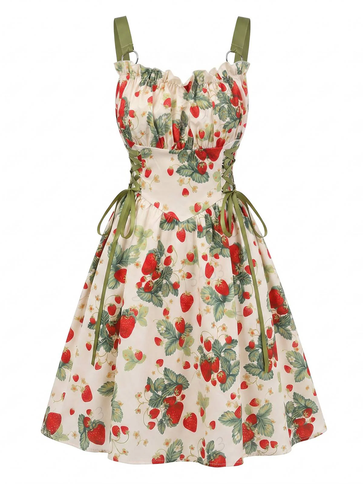 Robe Midi Bretelles Fleur Rose Années 1950 - Image 8