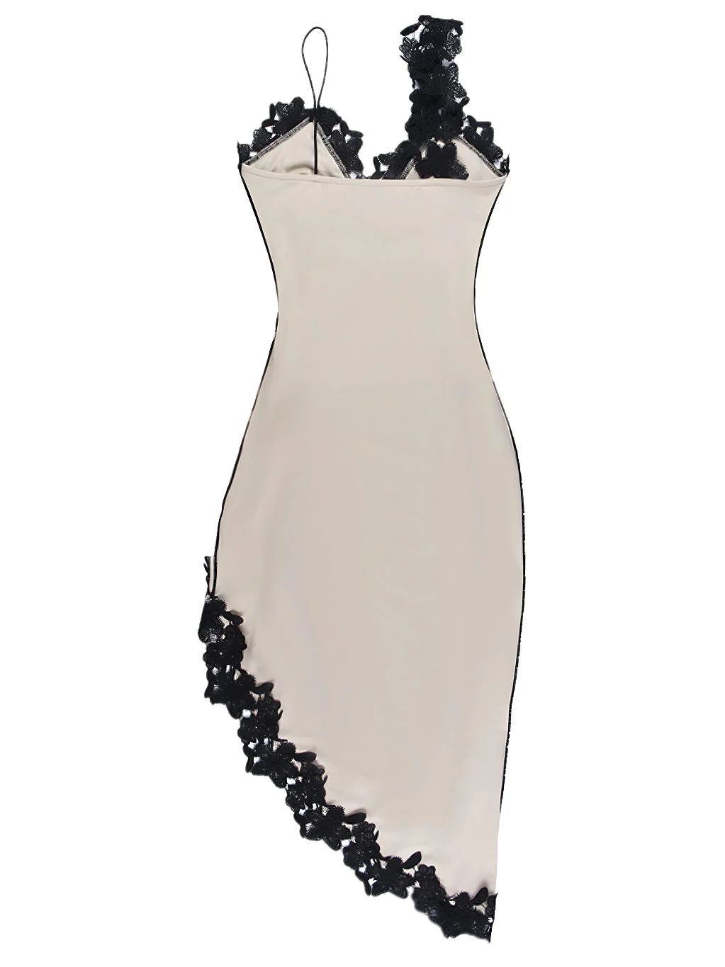 Robe moulante asymétrique en dentelle col V profond années 1960 - Image 3
