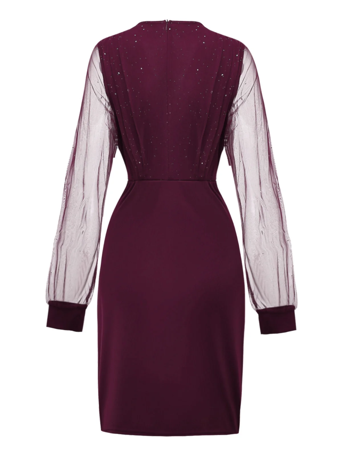 Robe moulante en résille paillettes unie et col en V années 1960 - Image 5