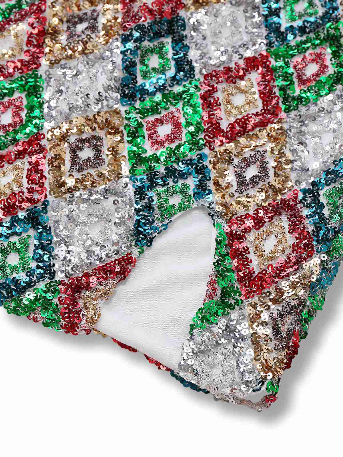 Robe moulante multicolore à paillettes Argyle des années 1970 - Image 5