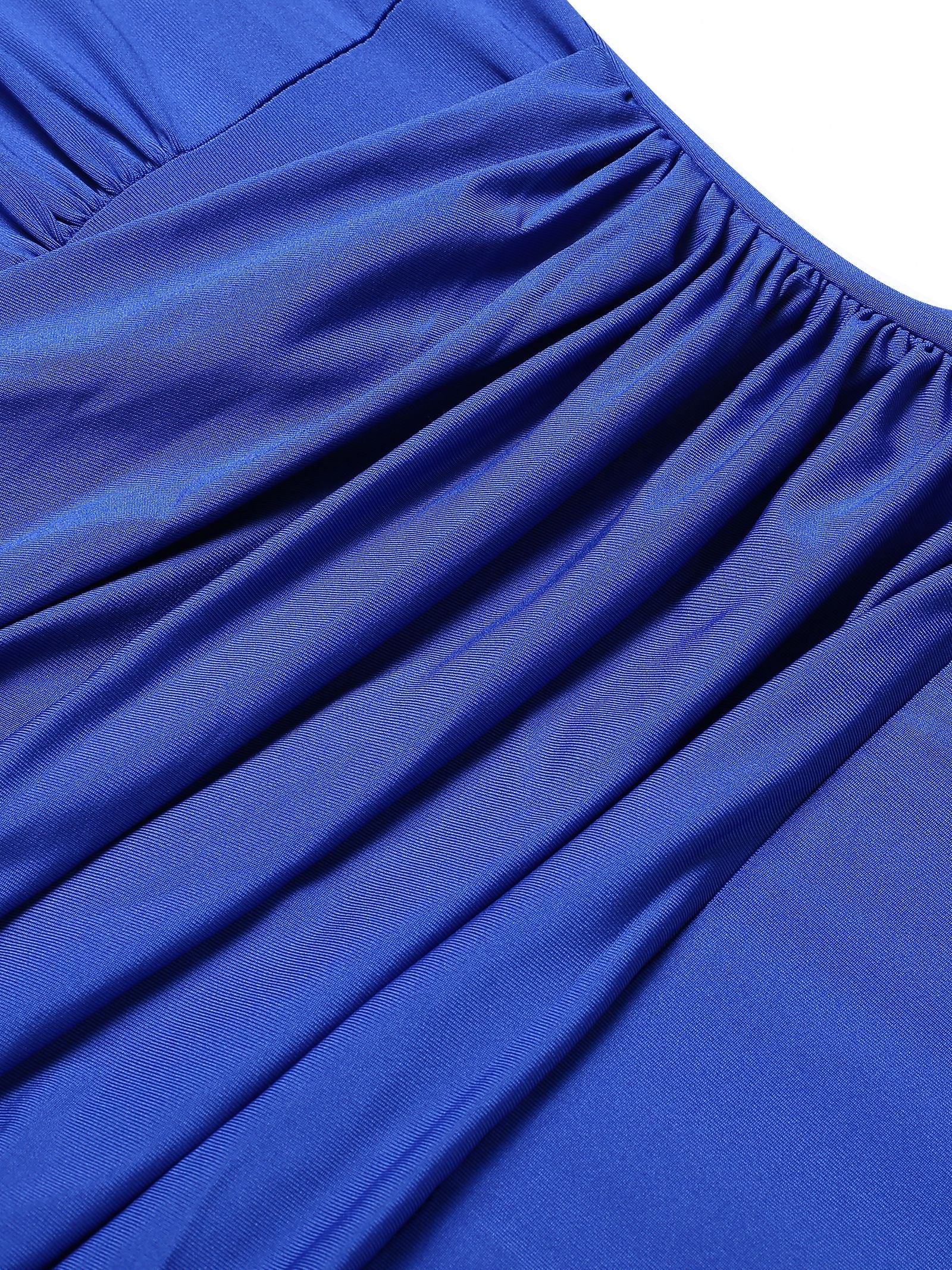 Robe moulante plissée unie à taille haute et col en V des années 1930 - Image 4