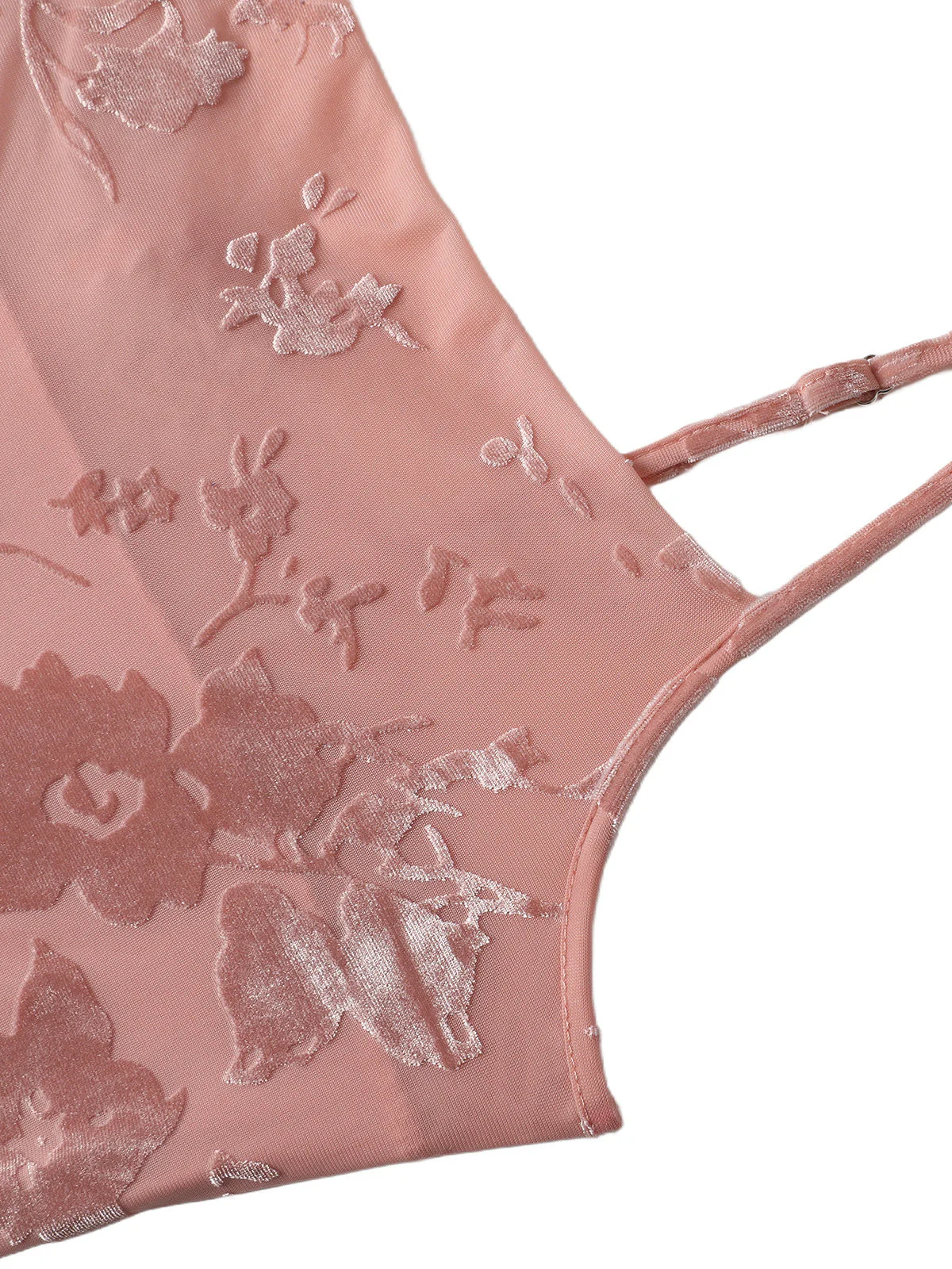 Robe moulante rose satin jacquard dos nu années 60 - Image 5