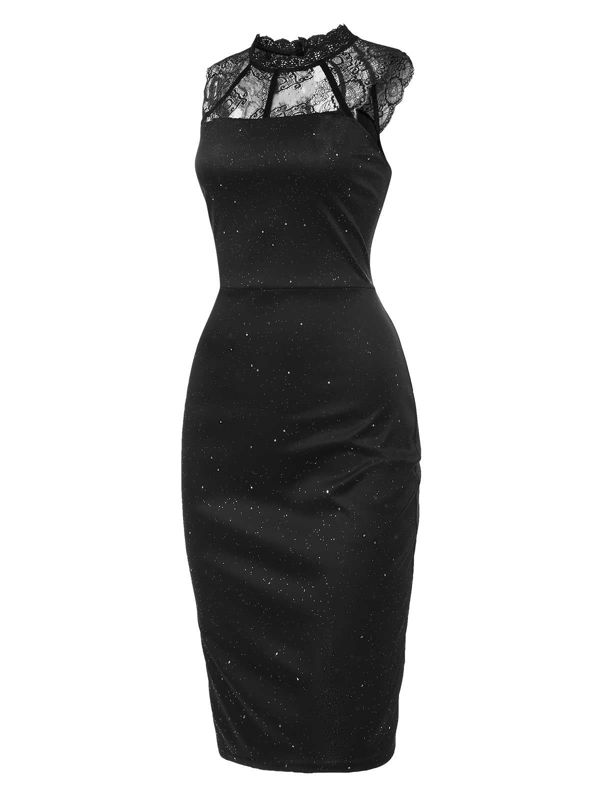 Robe moulante sans manches en dentelle noire des années 1960 - Image 2