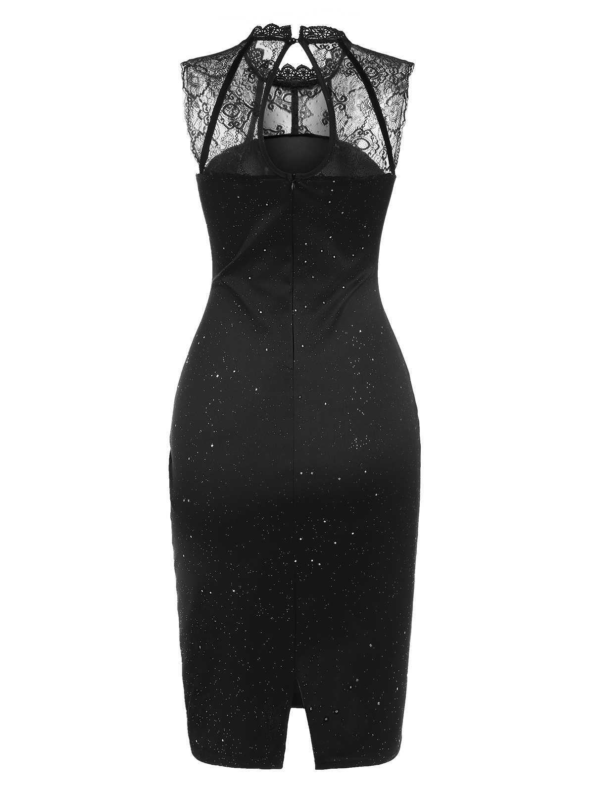 Robe moulante sans manches en dentelle noire des années 1960 - Image 3