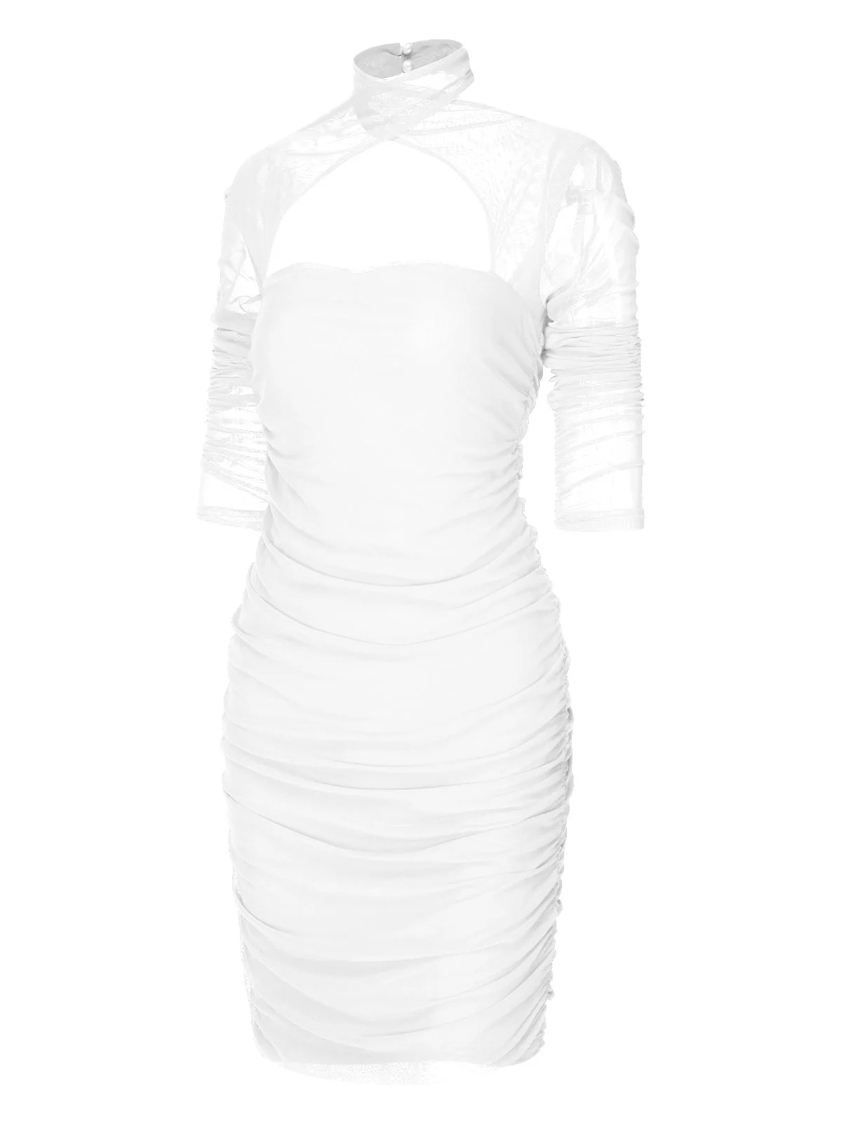 Robe moulante transparente froissée à col licou des années 1960 - Image 10