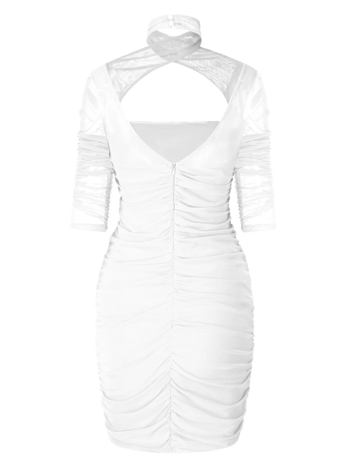 Robe moulante transparente froissée à col licou des années 1960 - Image 11