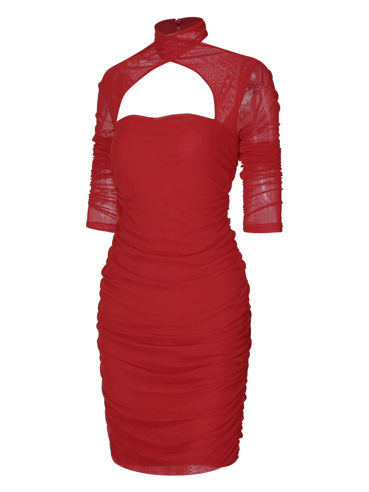 Robe moulante transparente froissée à col licou des années 1960 - Image 6