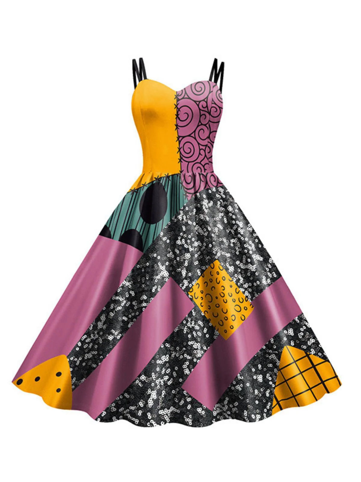 Robe multicolore Sally de L'Étrange Noël de Monsieur Jack des années 1950