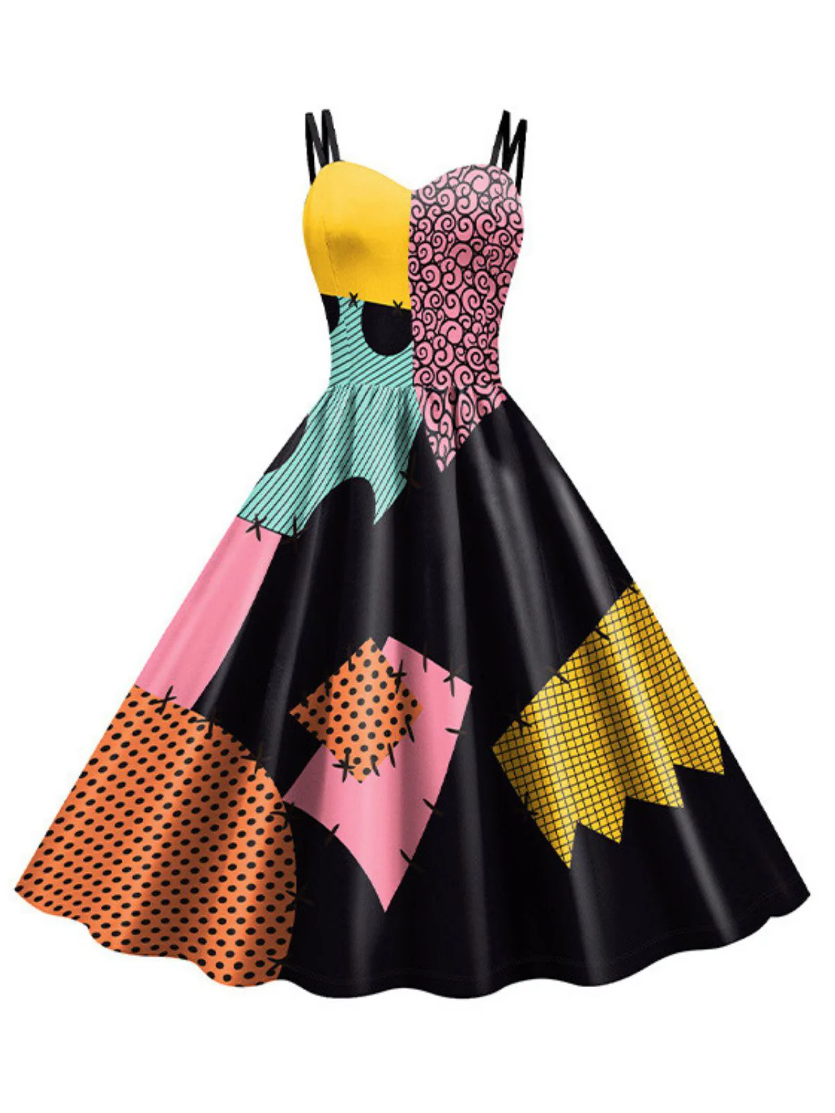 Robe multicolore Sally de L'Étrange Noël de Monsieur Jack des années 1950 - Image 6