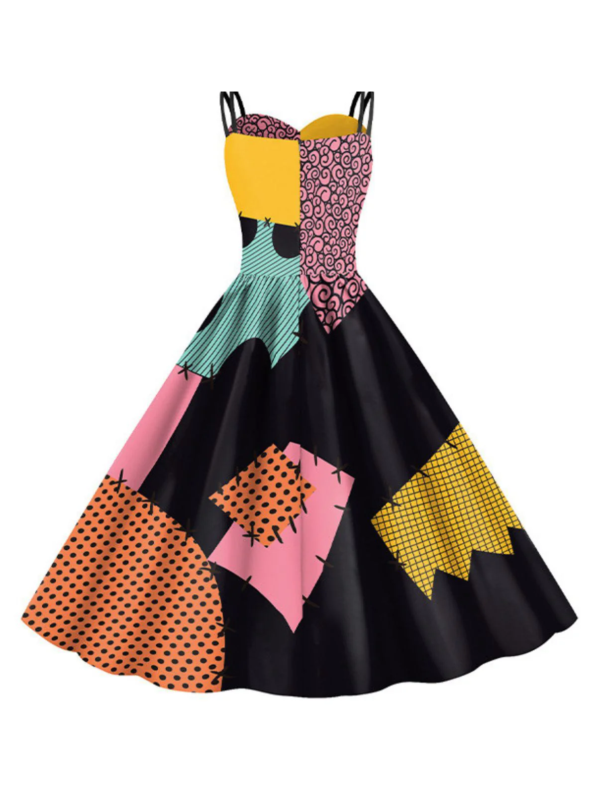 Robe multicolore Sally de L'Étrange Noël de Monsieur Jack des années 1950 - Image 7