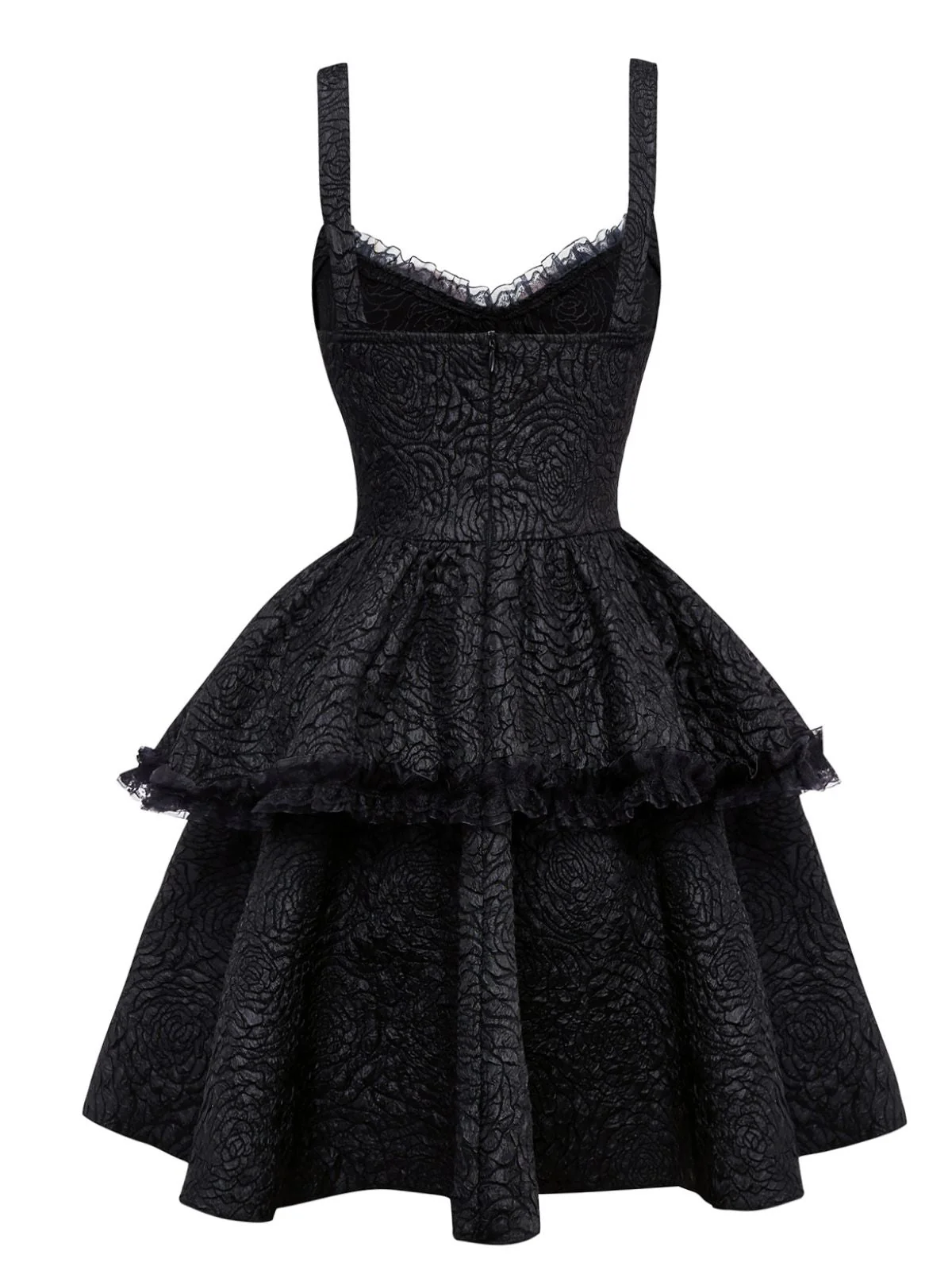 Robe noire à lacets en patchwork de dentelle texturée gothique des années 1980 - Image 2