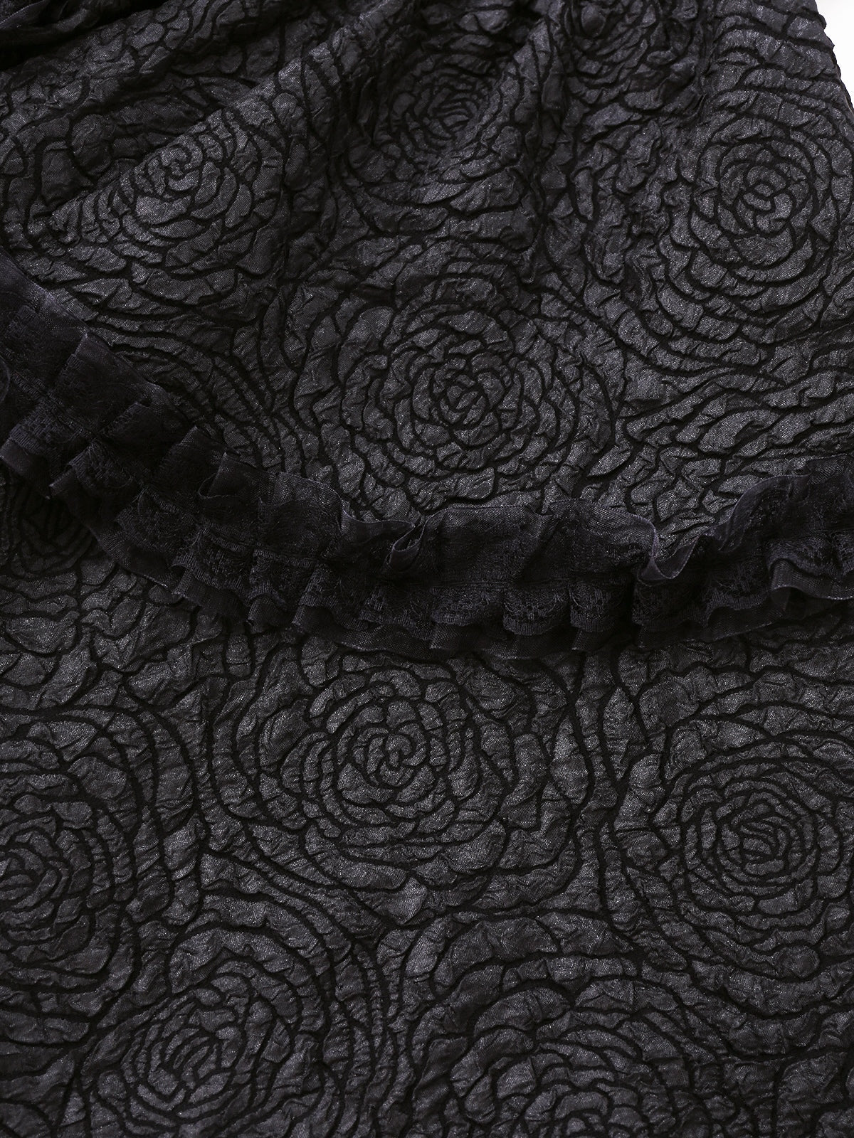 Robe noire à lacets en patchwork de dentelle texturée gothique des années 1980 - Image 4