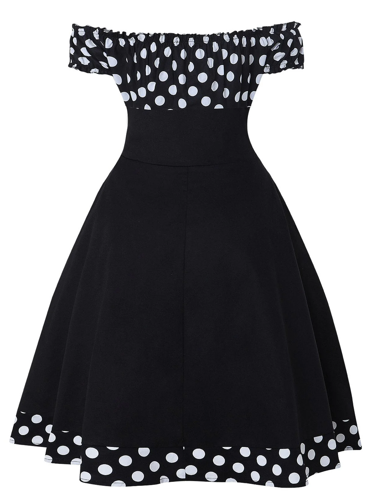 Robe noire à pois épaules dénudées des années 1950 - Image 3