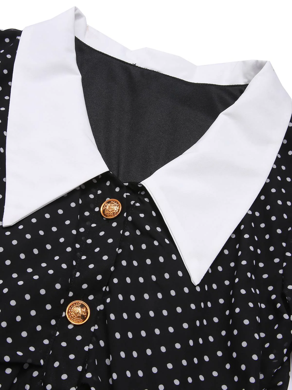 Robe noire à pois et col contrasté des années 40 - Image 4