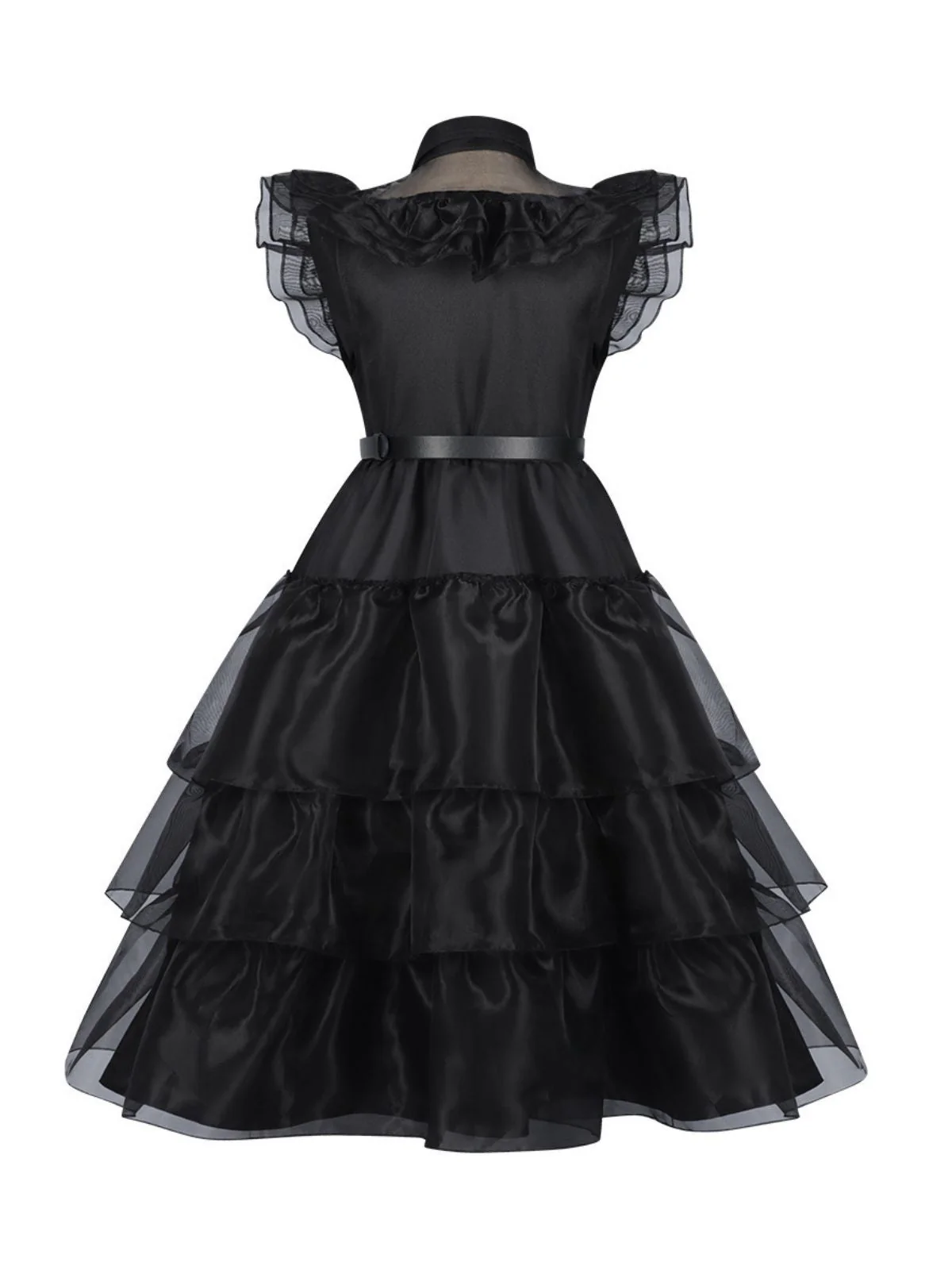 Robe noire à volants en organza Wednesday Halloween des années 1950 - Image 2