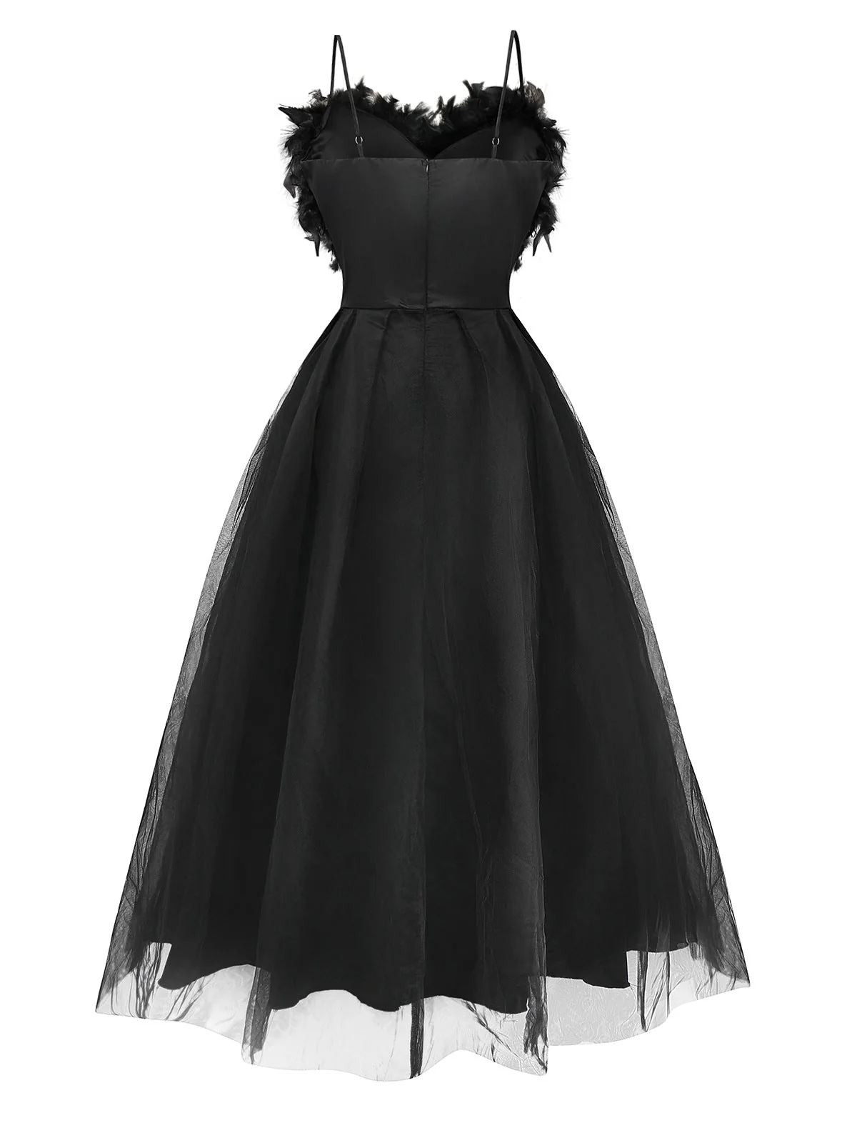 Robe noire en maille à plumes 3D unie des années 1930 - Image 2