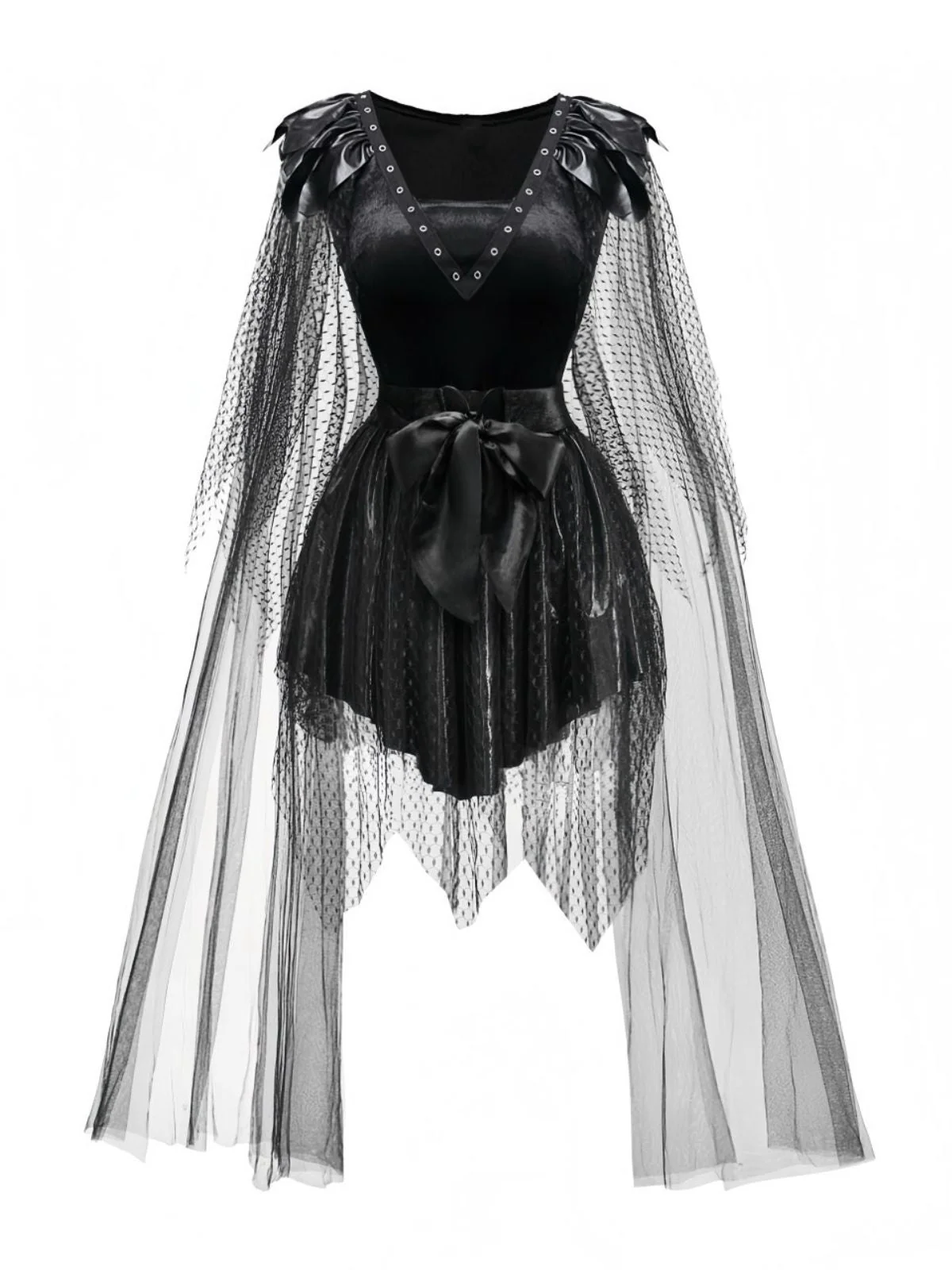 Robe noire en maille punk devil batte années 1980