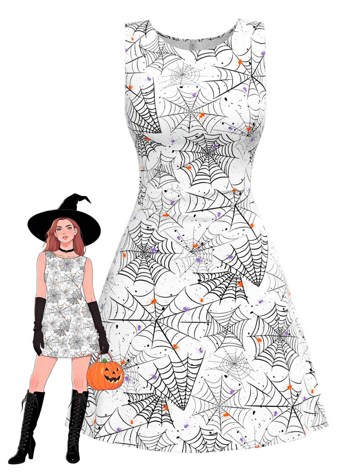 Robe noire et blanche toile d'araignée nnées 1960