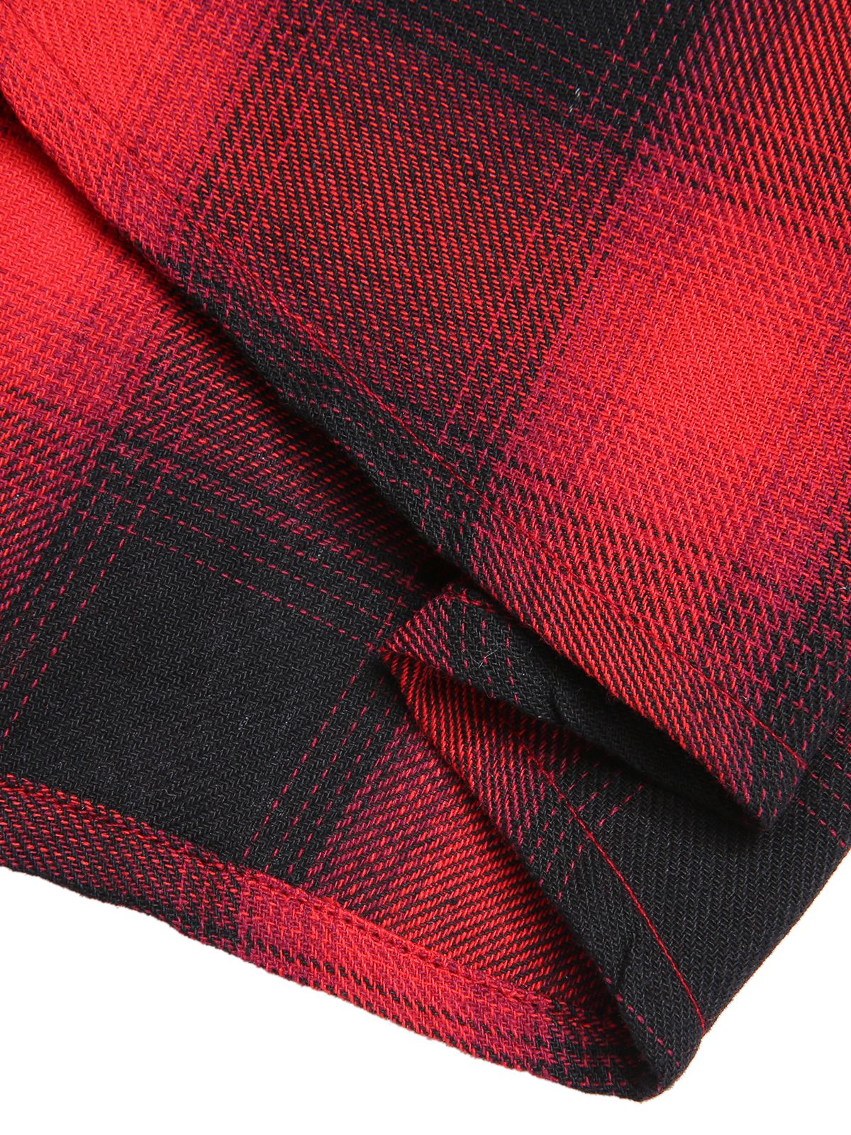 Robe noire et rouge à revers boutonné à carreaux vichy des années 1950 - Image 6