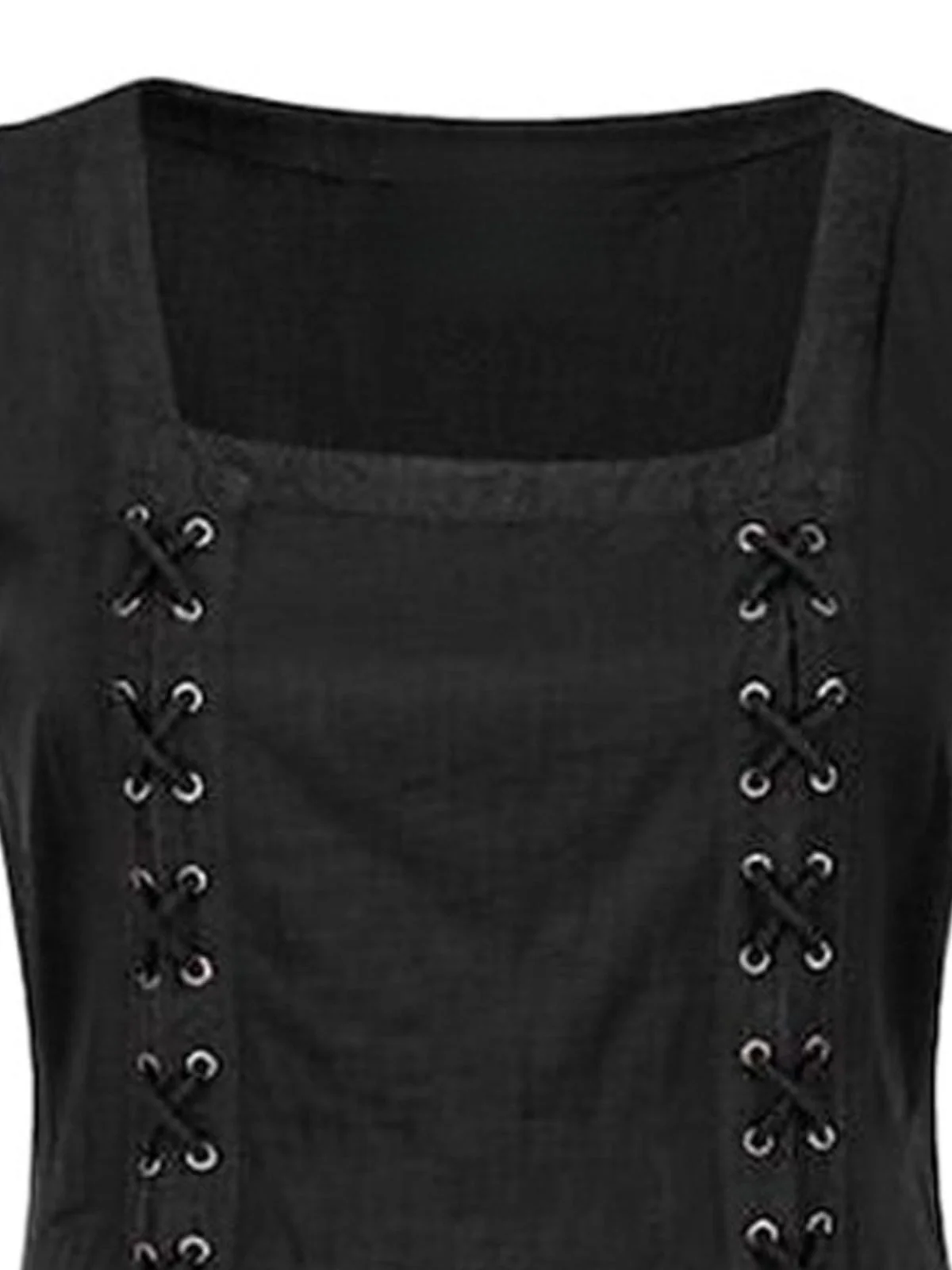 Robe noire fendue sans manches style Renaissance médiévale des années 1940 - Image 2