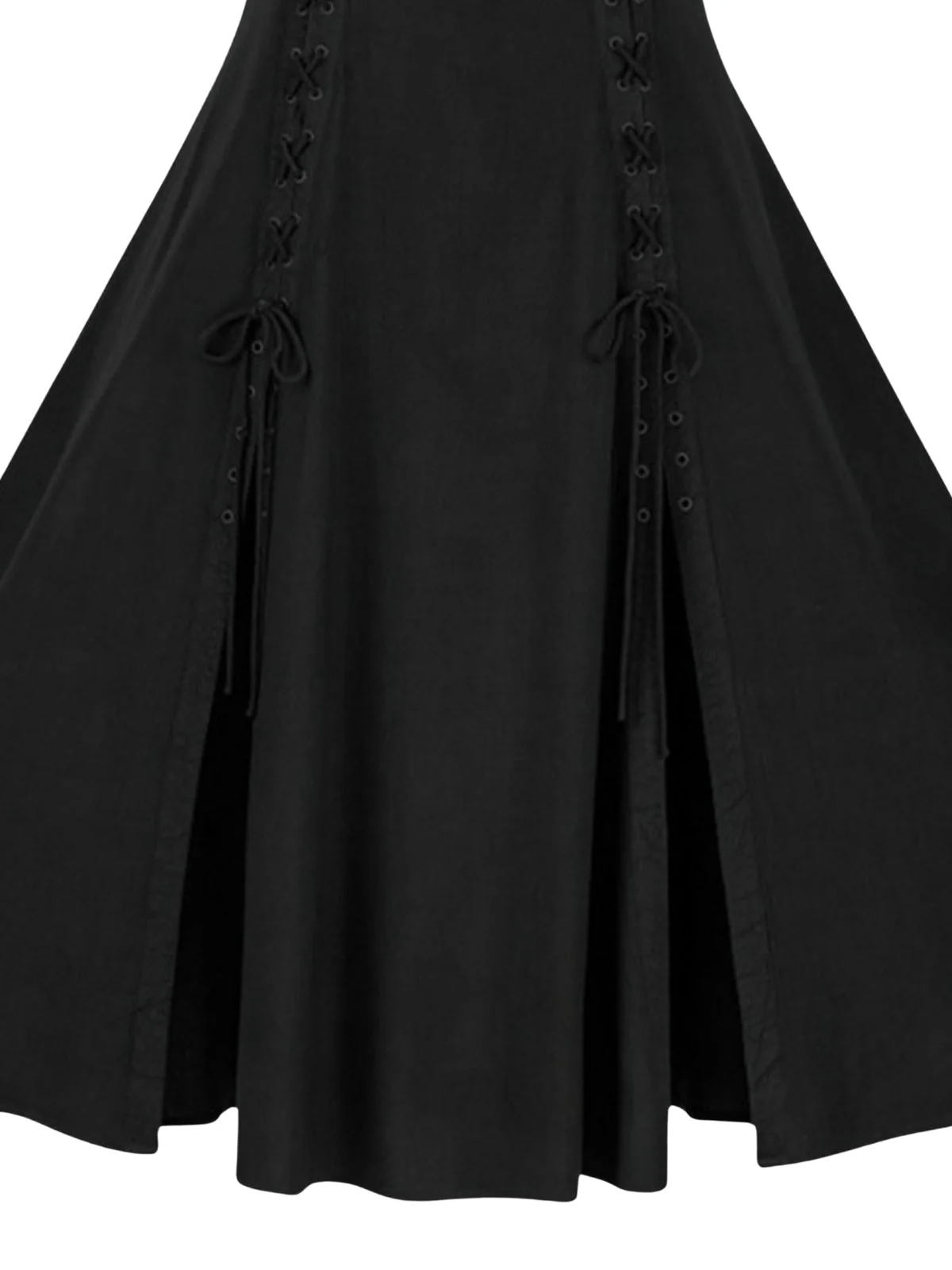 Robe noire fendue sans manches style Renaissance médiévale des années 1940 - Image 3
